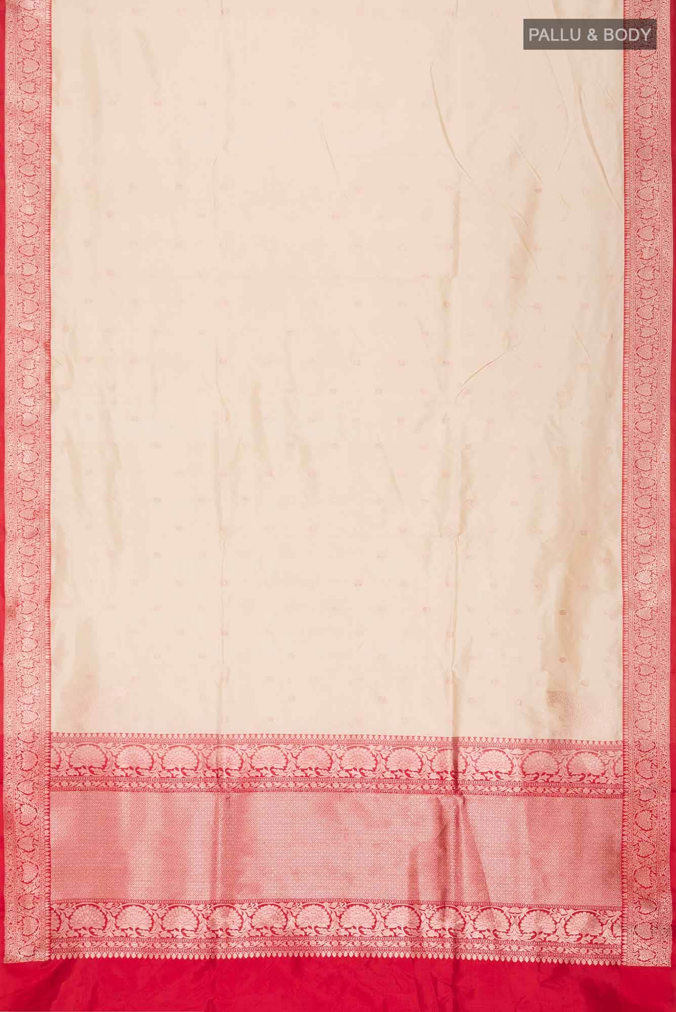 Cream Banarasi Katan Silk Saree
