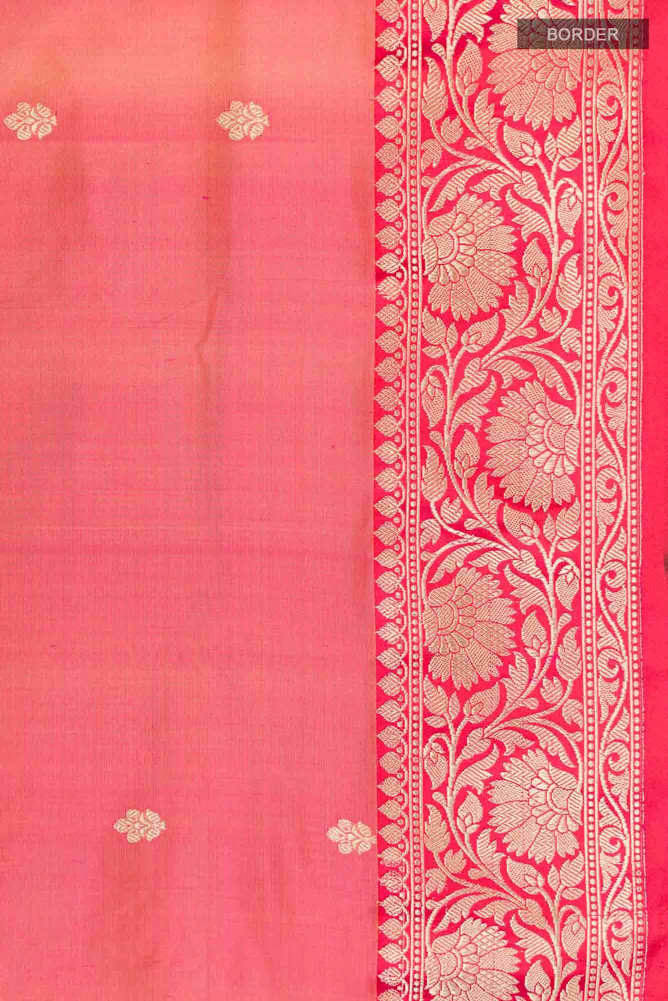 Pink with Yellow Dual Tone Banarasi Katan Silk Saree