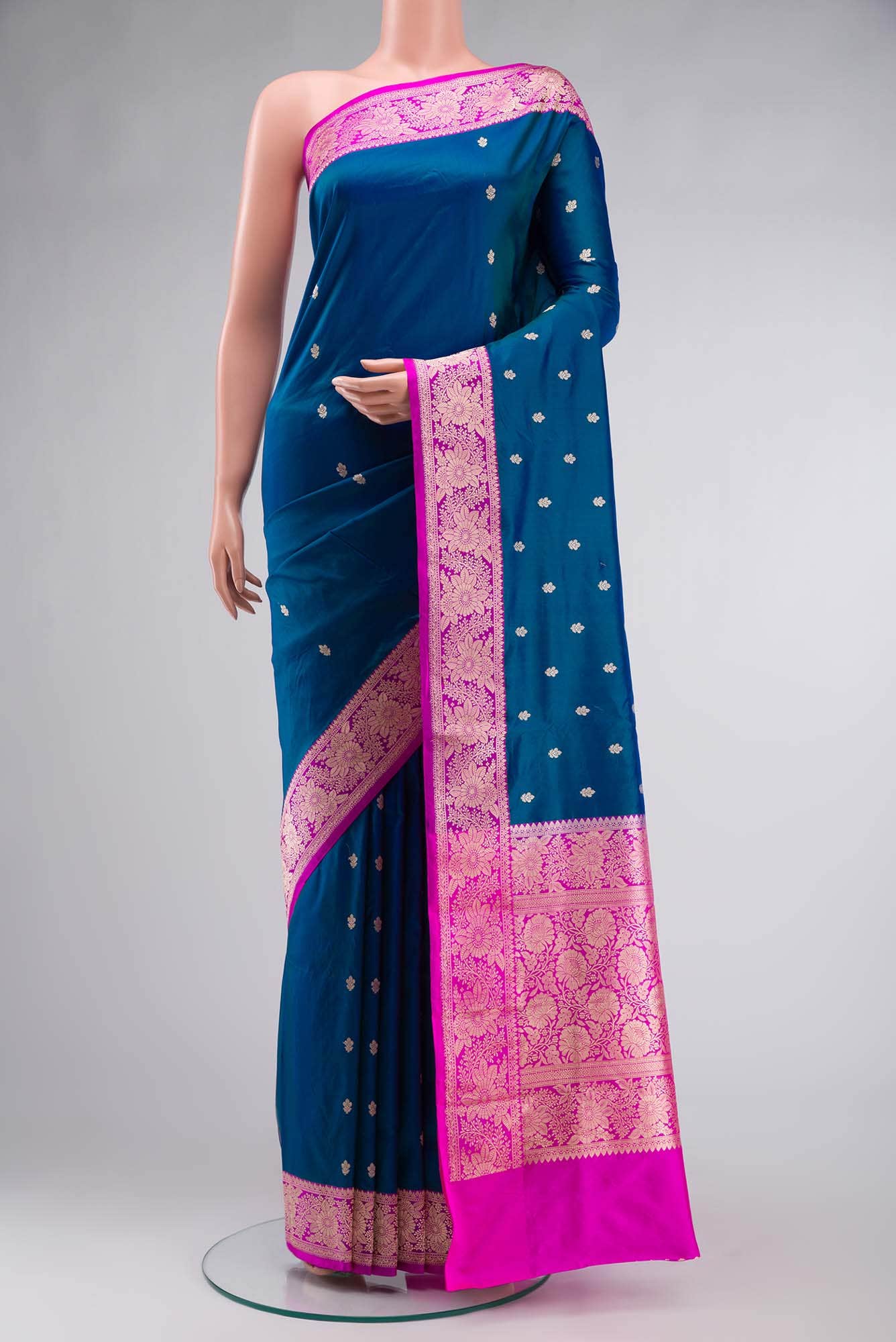 Blue Banarasi Katan Silk Saree