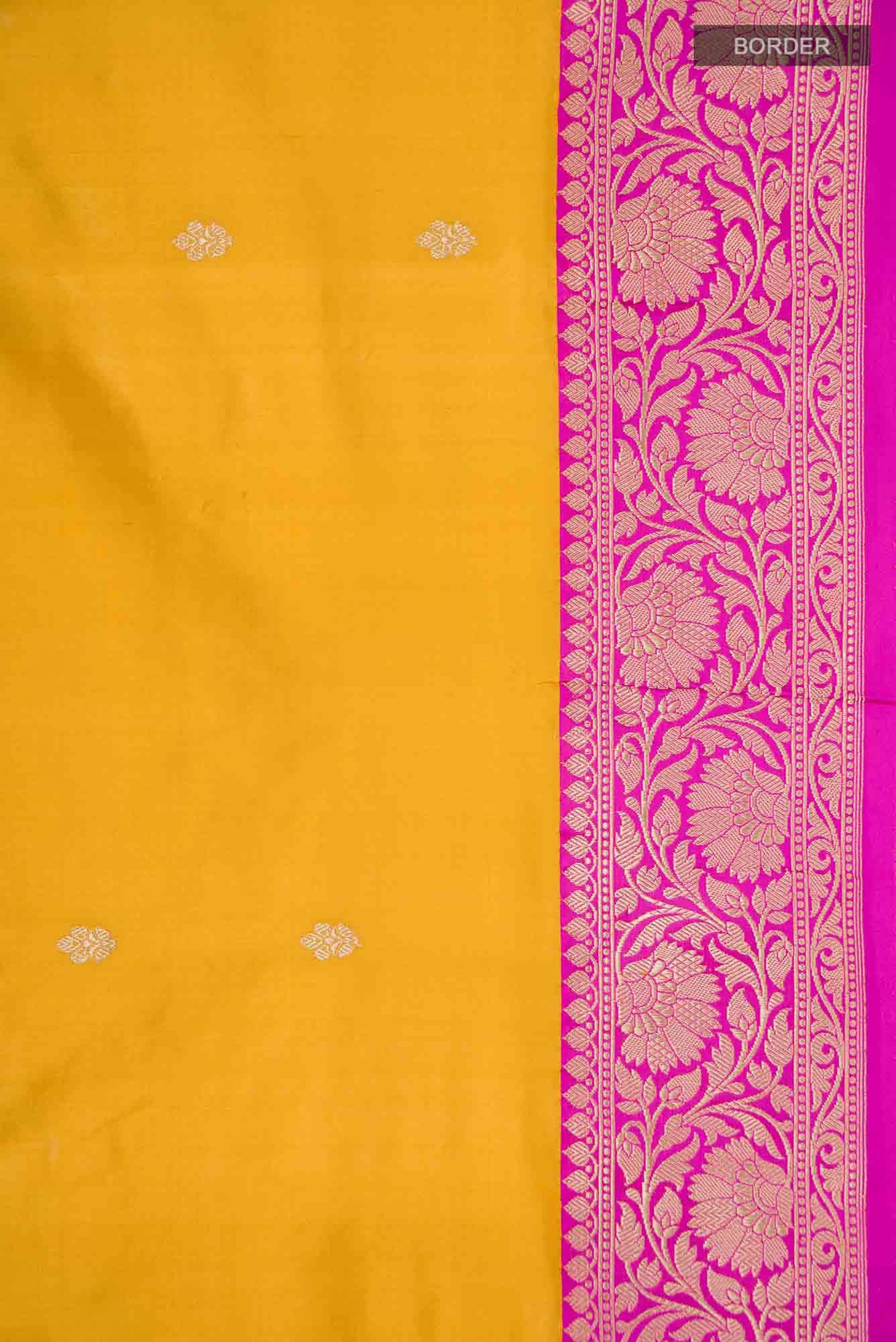 Yellow Banarasi Katan Silk Saree