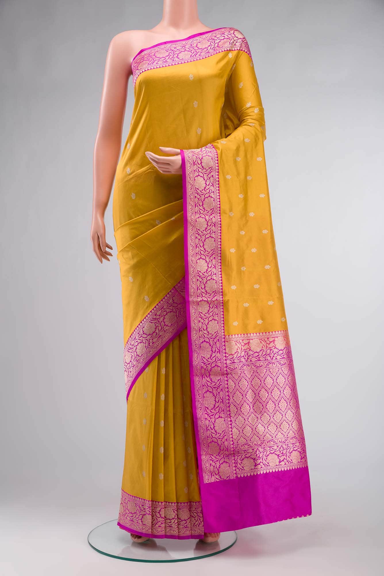Yellow Banarasi Katan Silk Saree