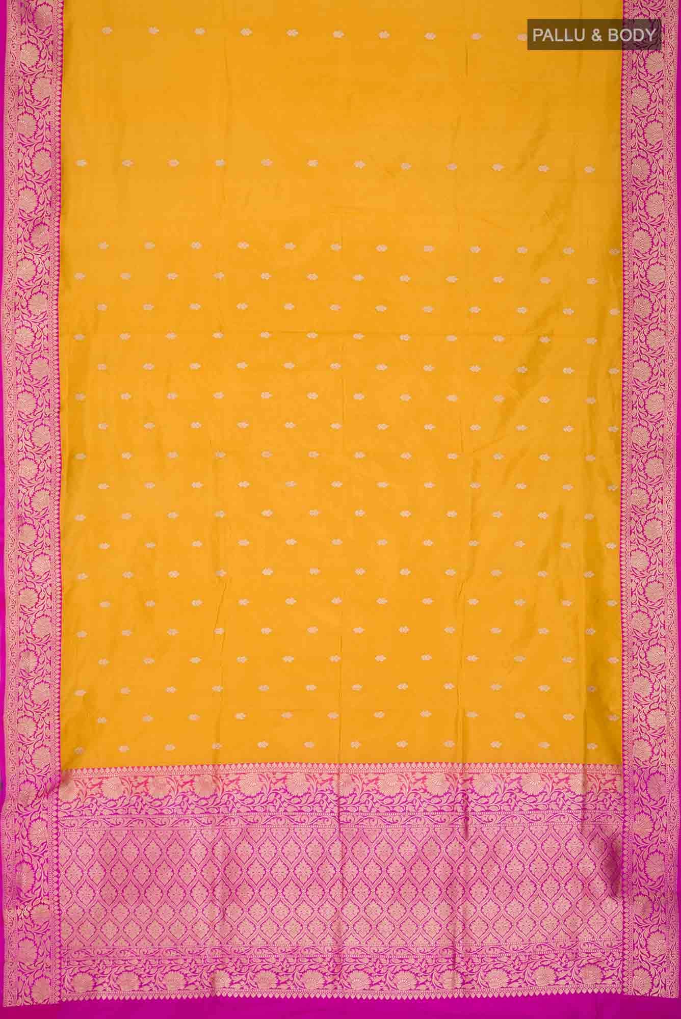 Yellow Banarasi Katan Silk Saree