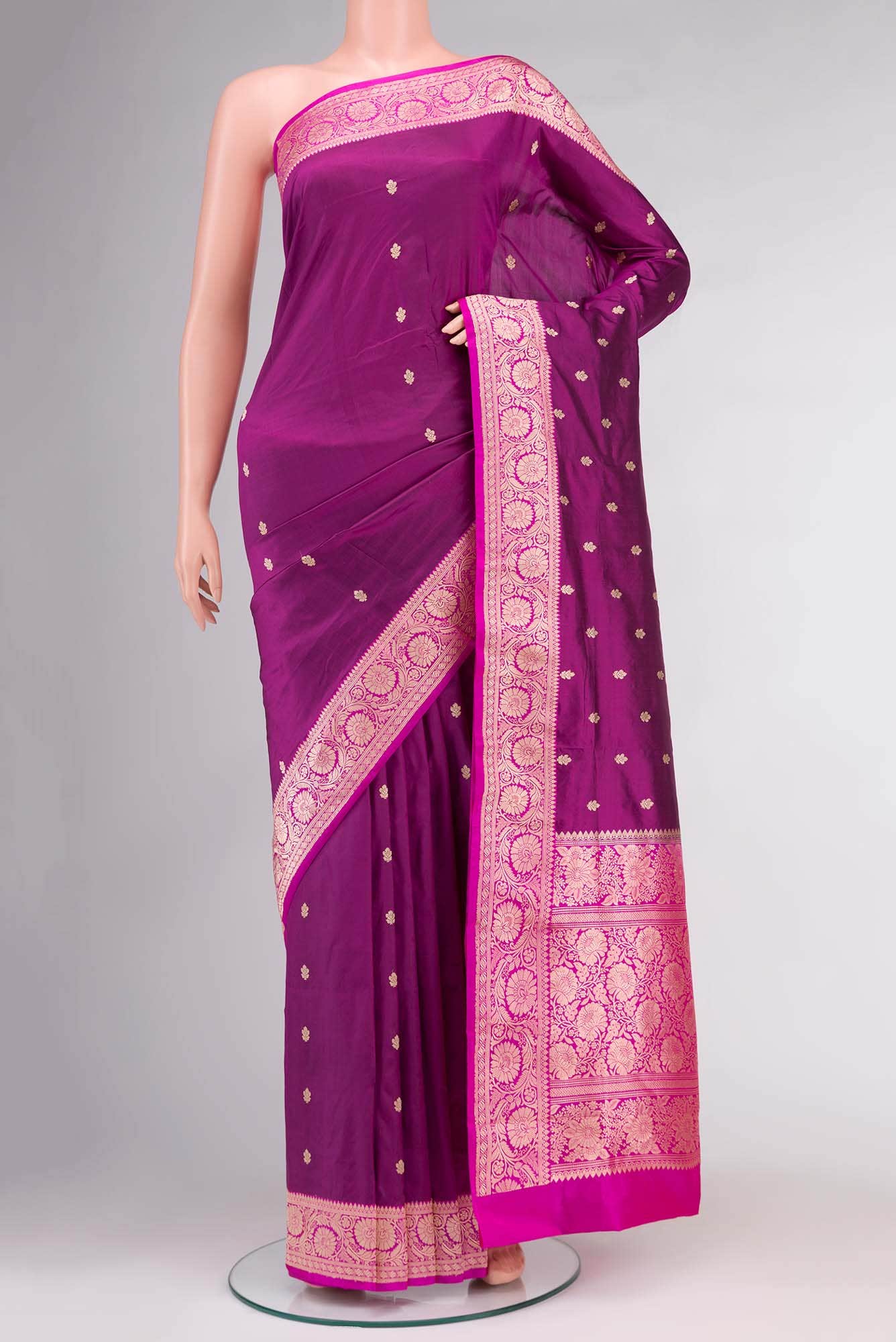 Magenta Banarasi Katan Silk Saree