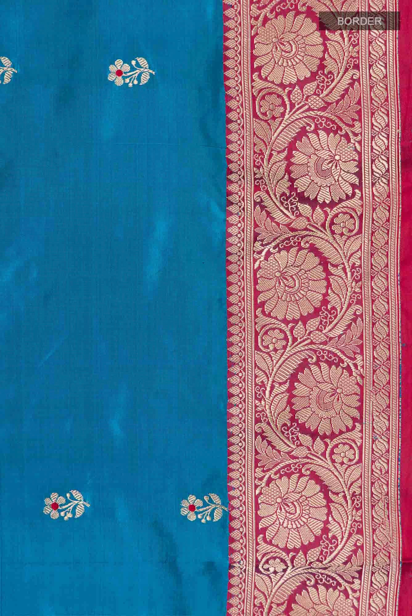 Blue Banarasi Katan Silk Saree
