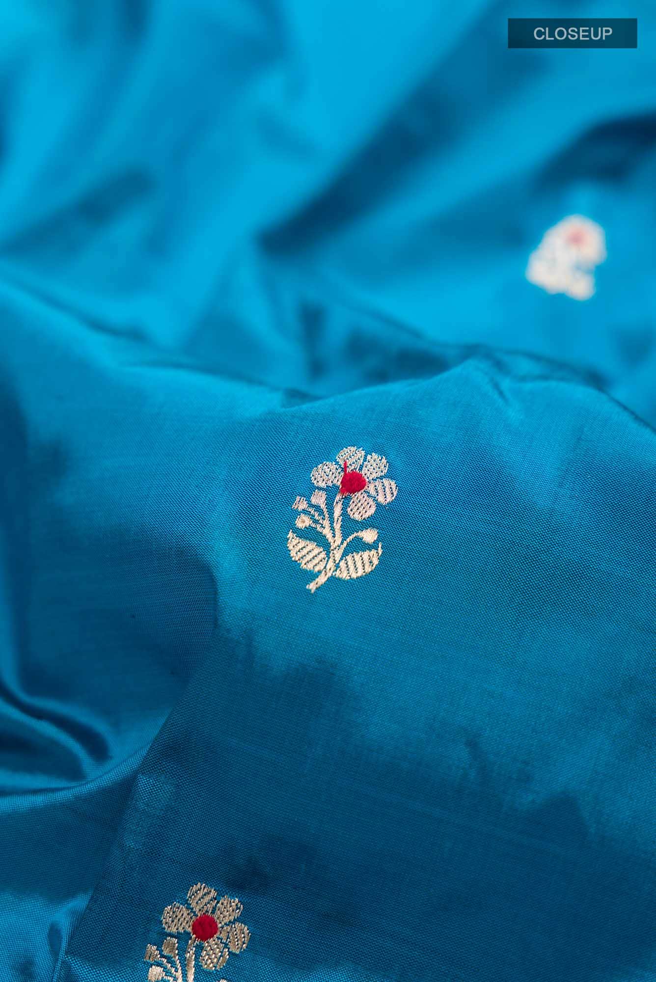 Blue Banarasi Katan Silk Saree