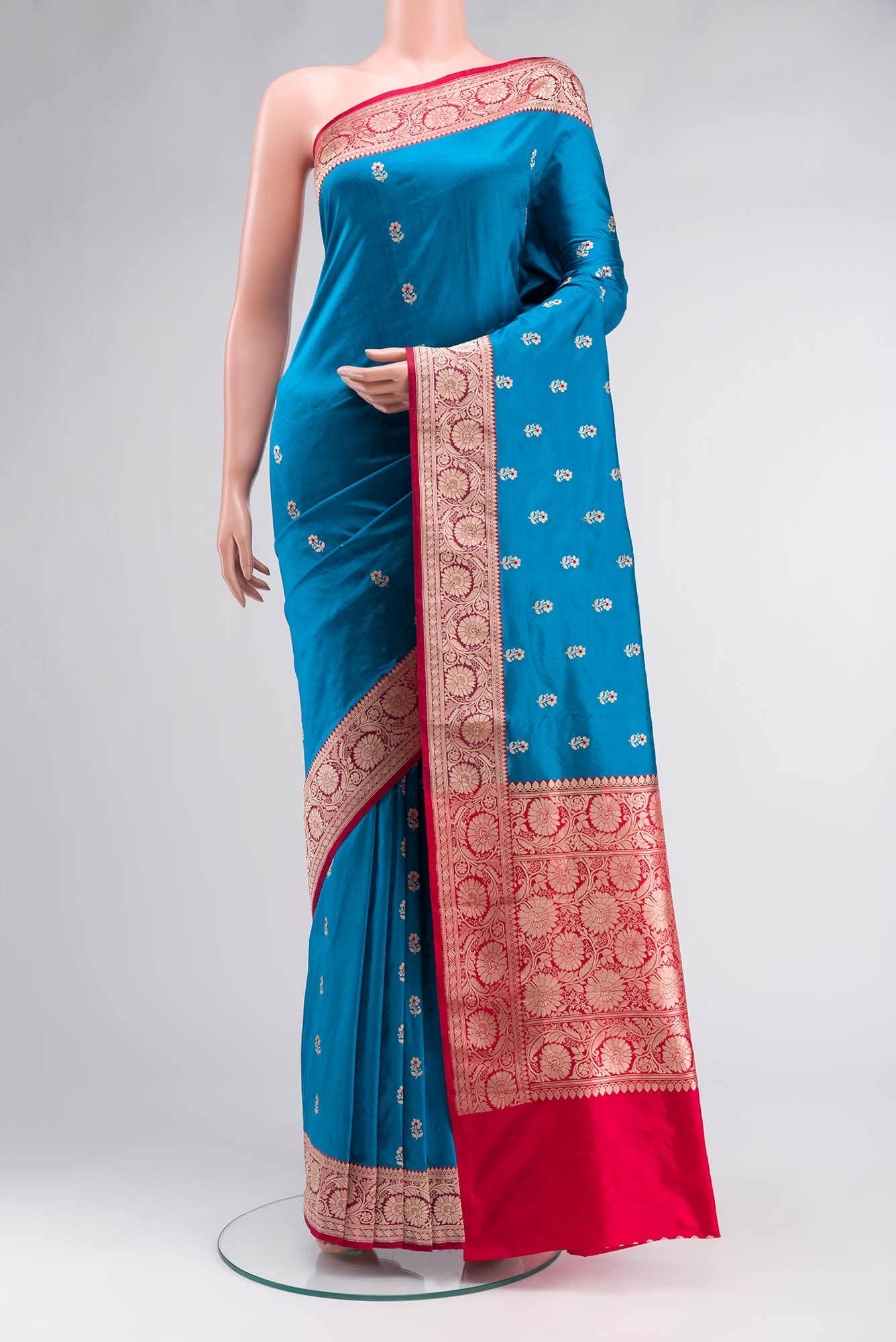 Blue Banarasi Katan Silk Saree
