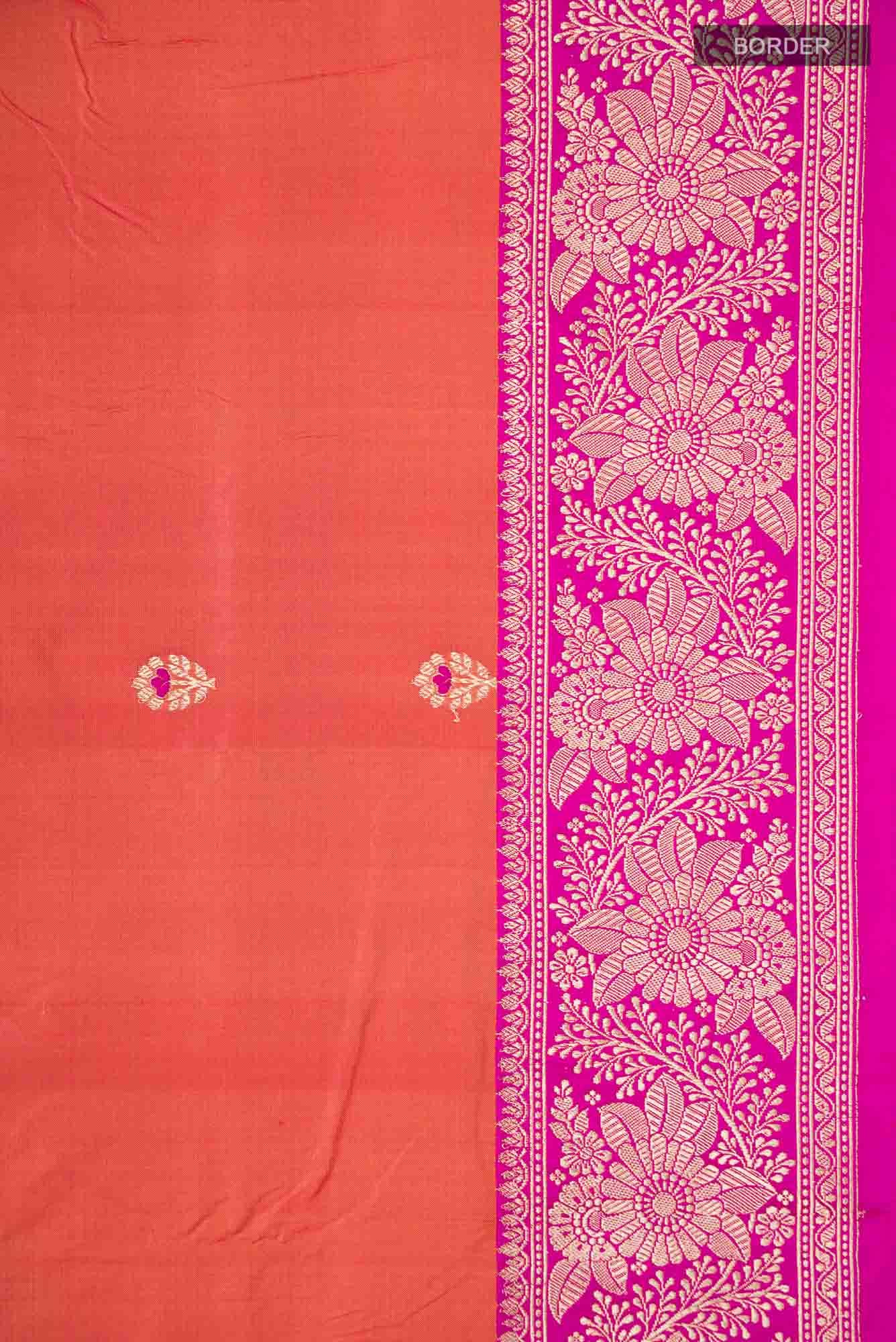 Coral Banarasi Katan Silk Saree