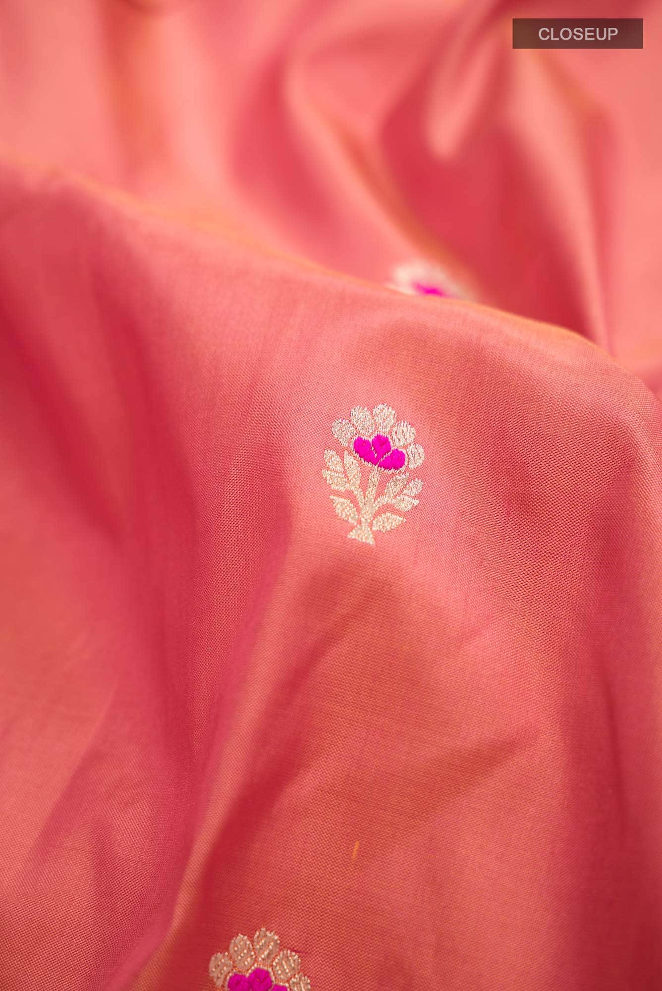 Coral Banarasi Katan Silk Saree