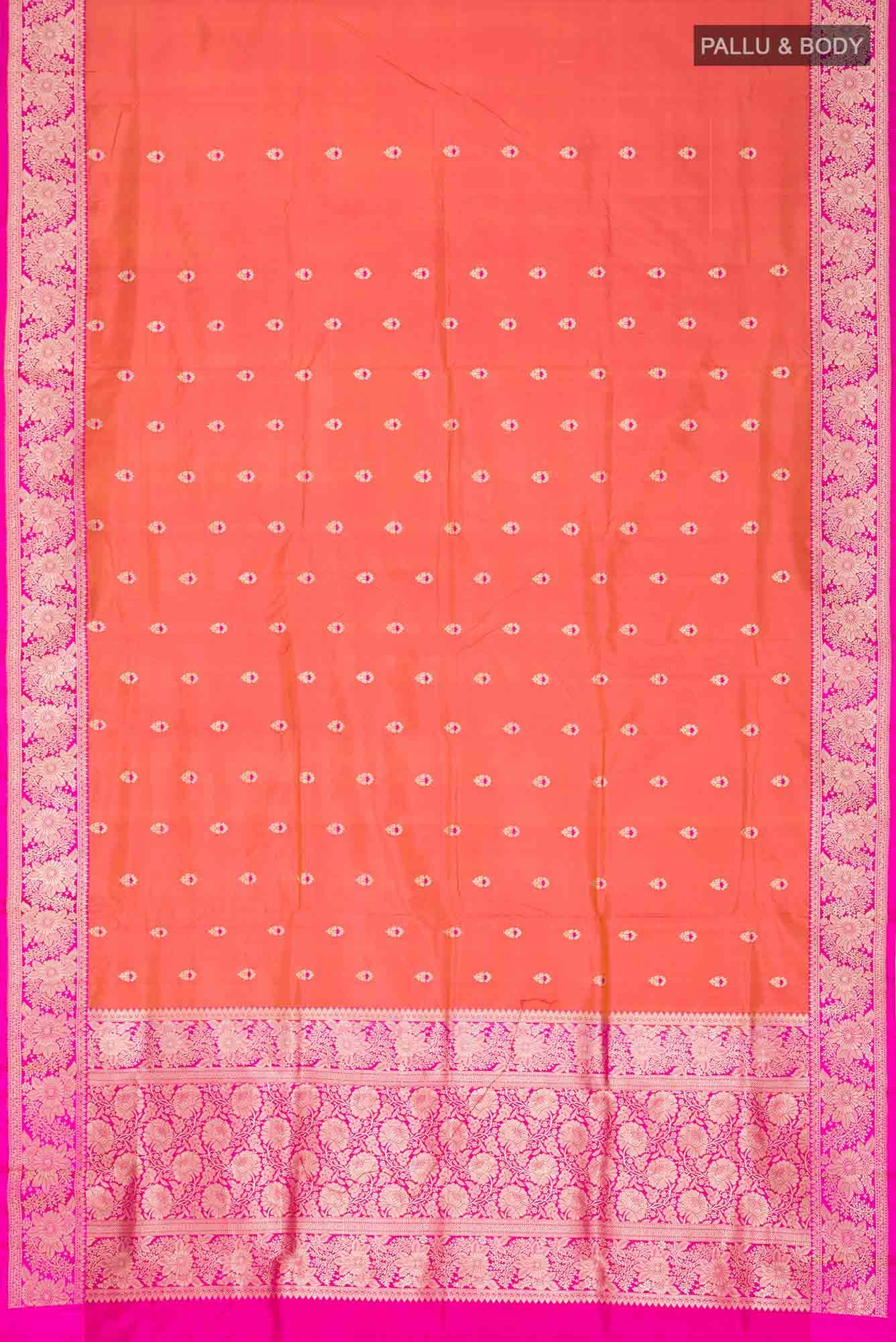 Coral Banarasi Katan Silk Saree