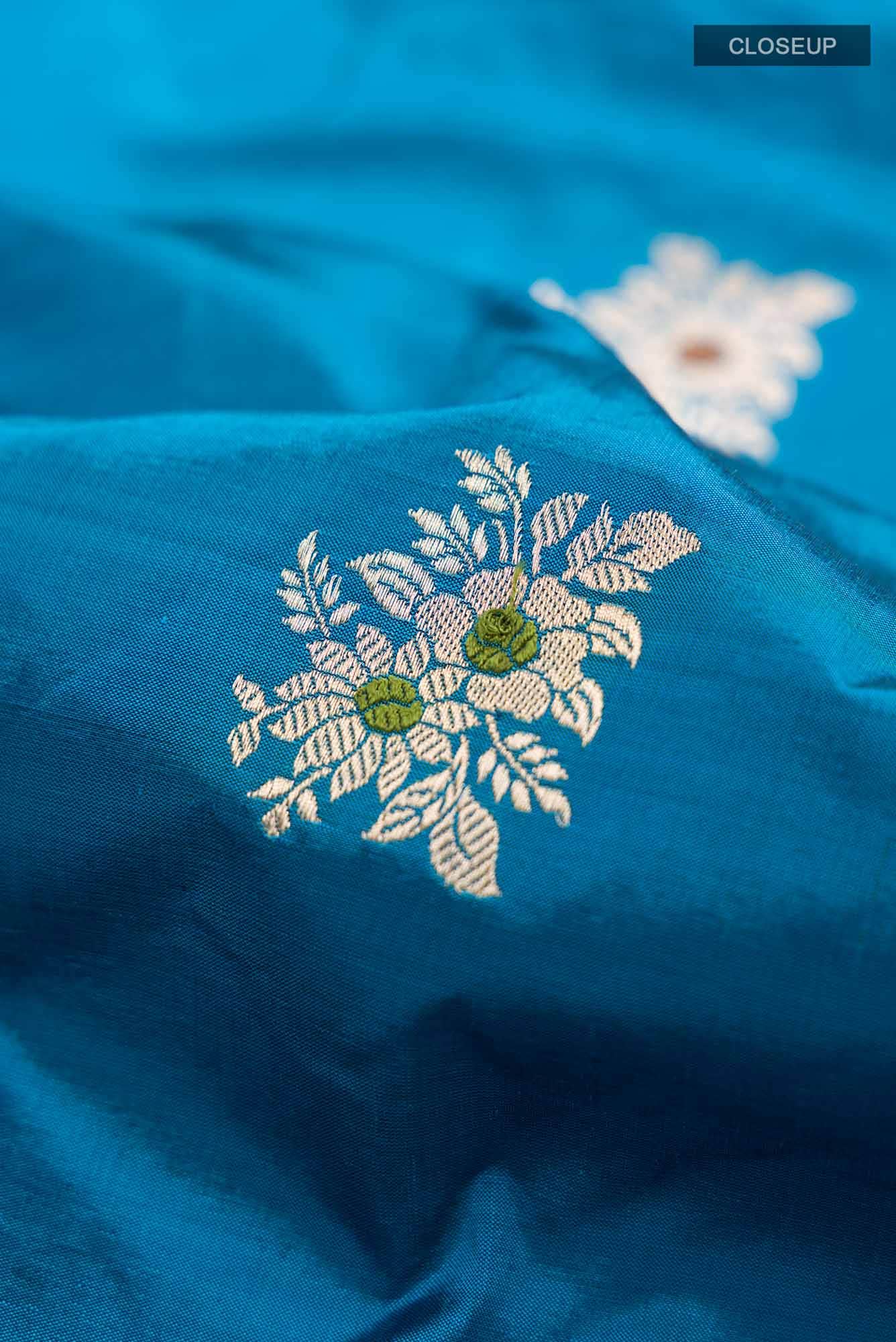 Blue Banarasi Katan Silk Saree