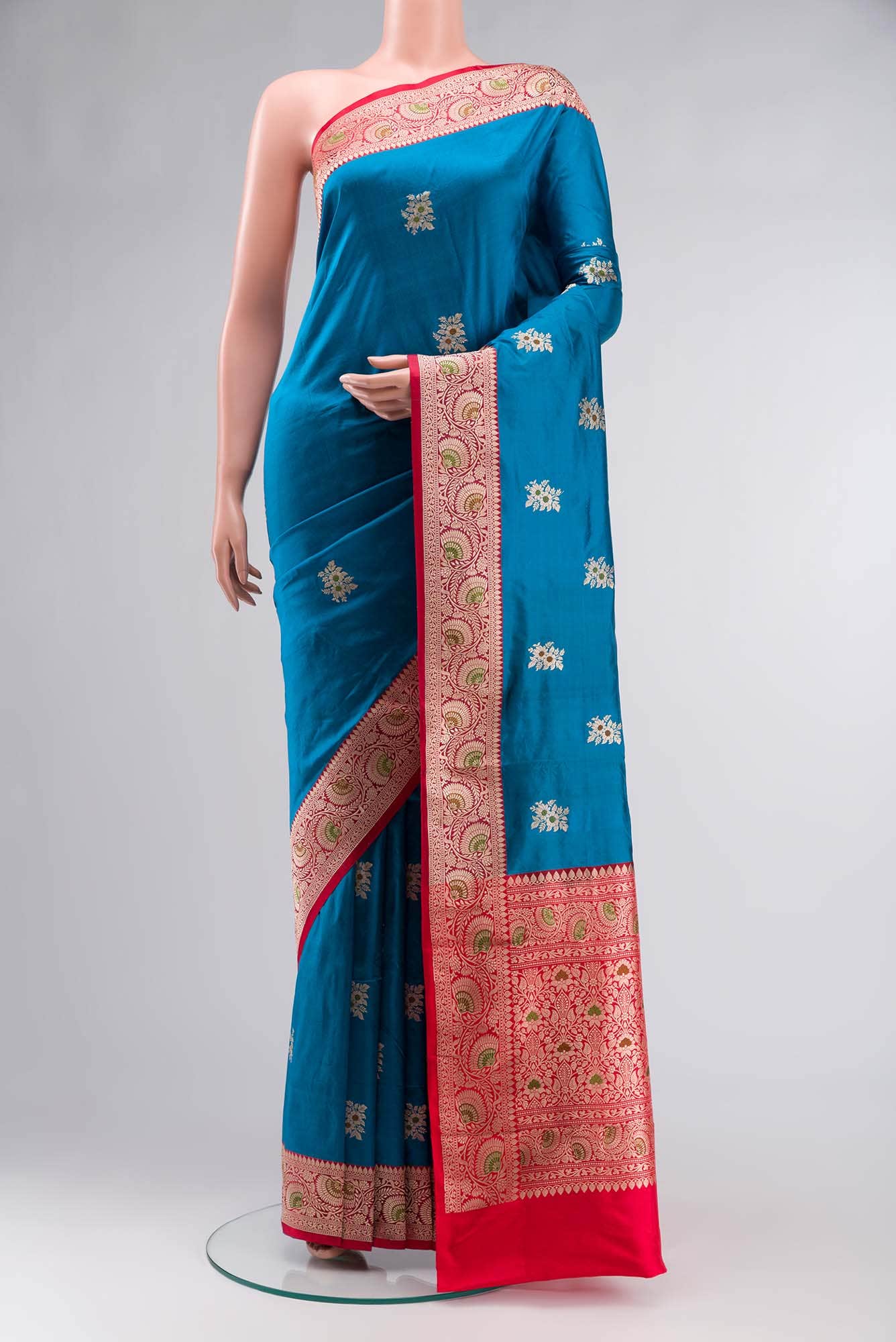 Blue Banarasi Katan Silk Saree