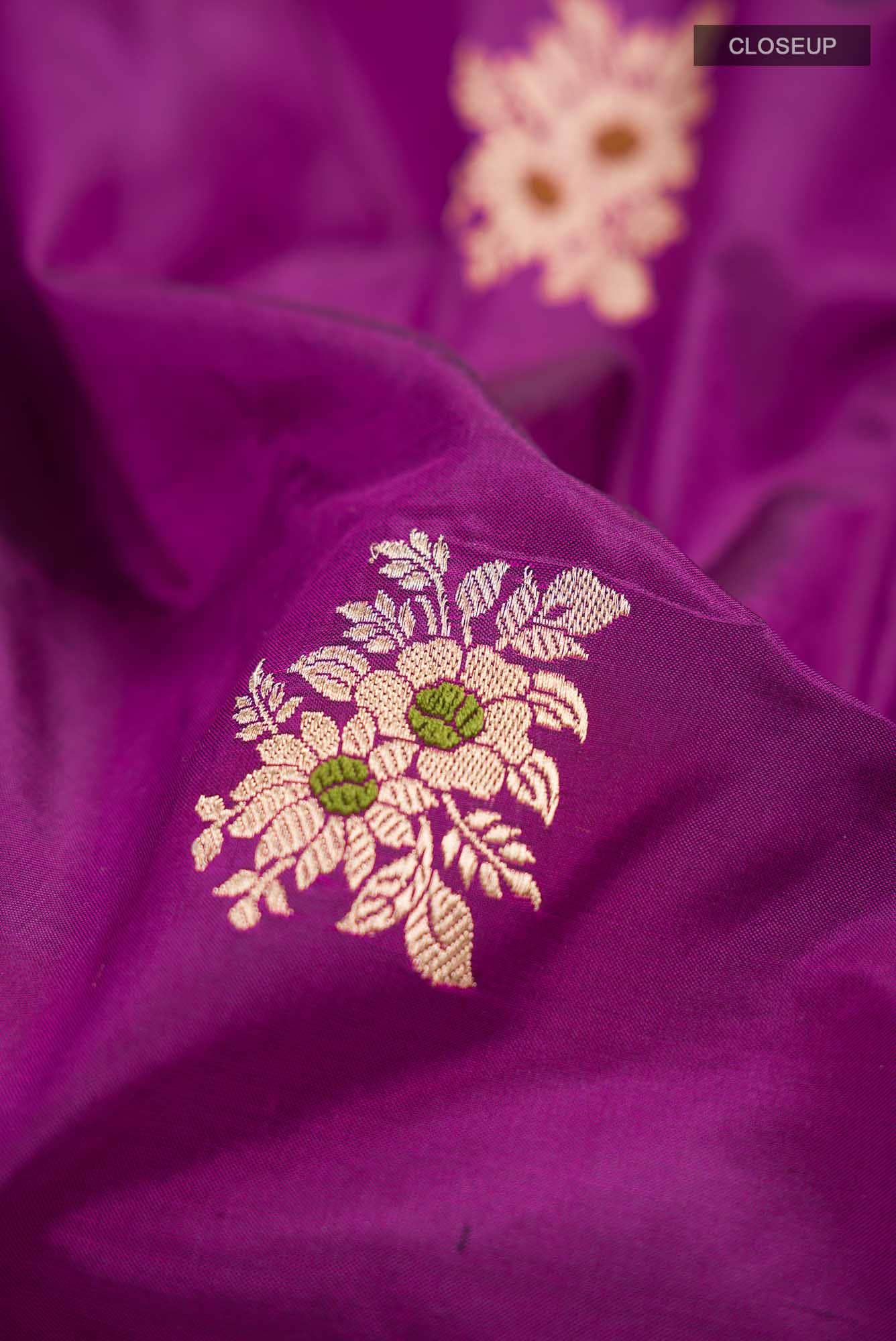 Magenta Banarasi Katan Silk Saree