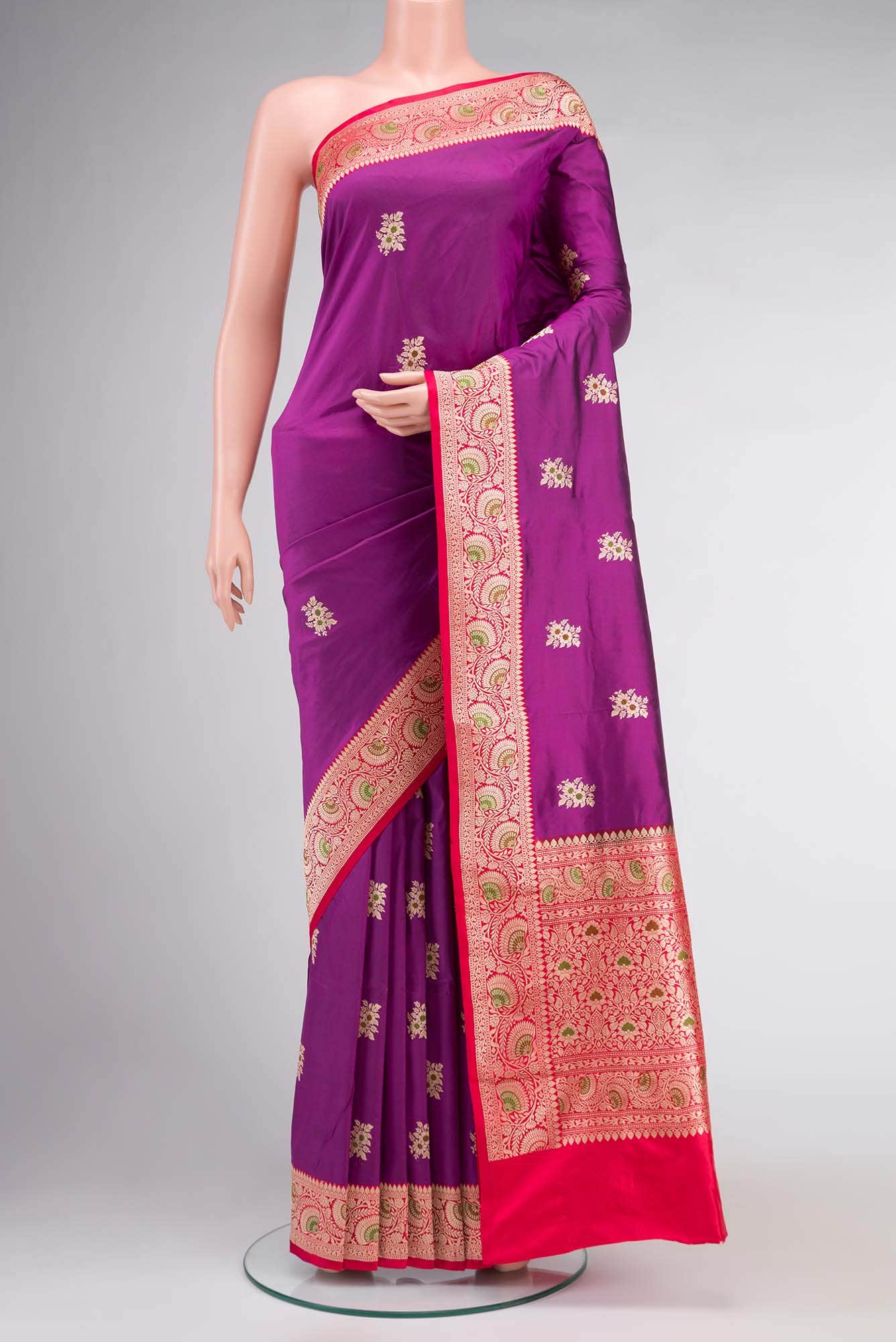 Magenta Banarasi Katan Silk Saree