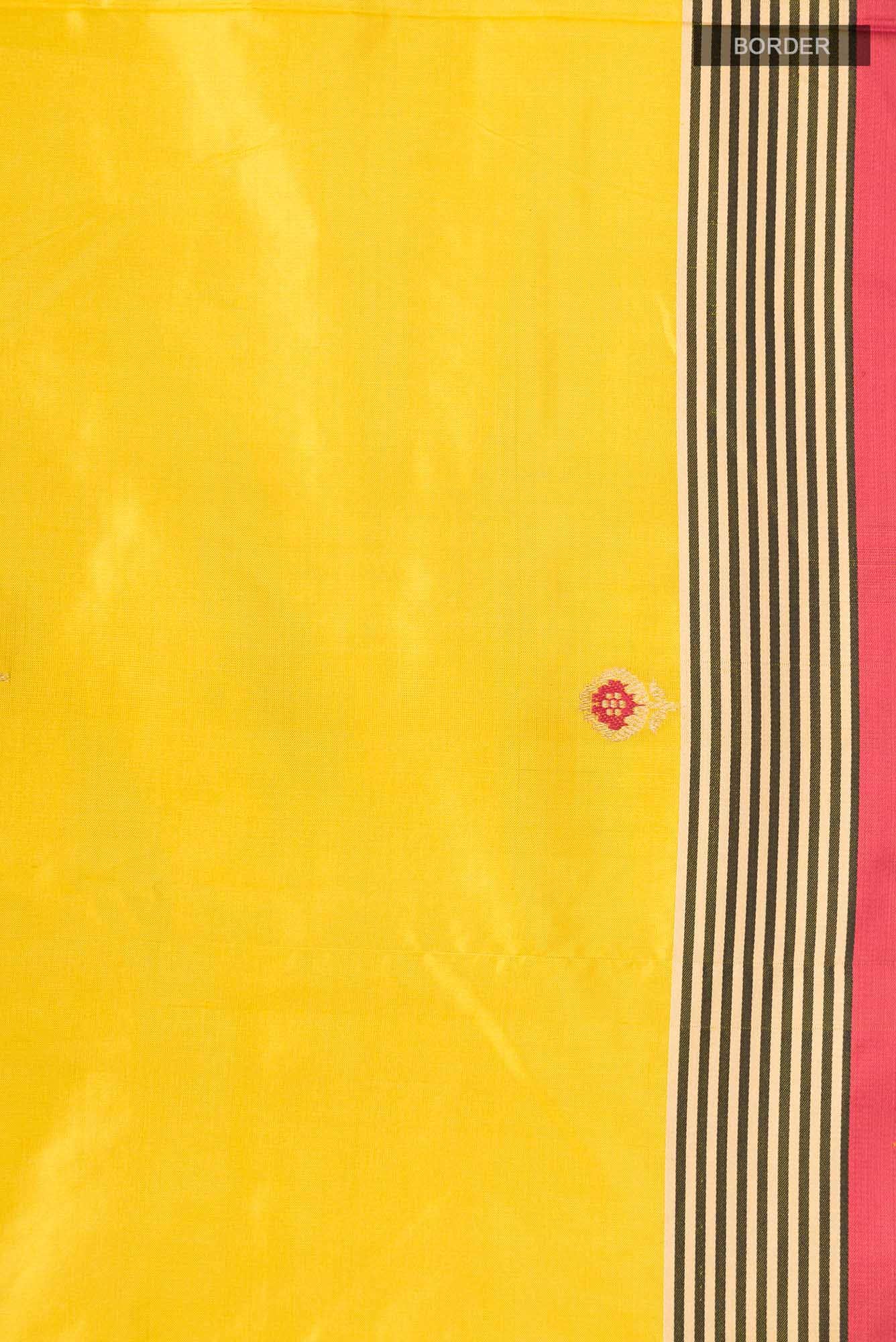Yellow Banarasi Katan Silk Saree