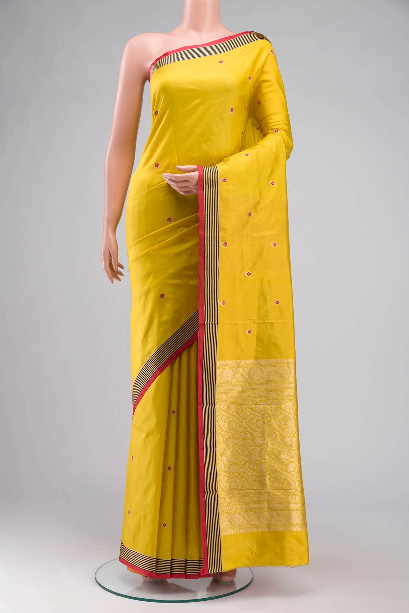 Yellow Banarasi Katan Silk Saree