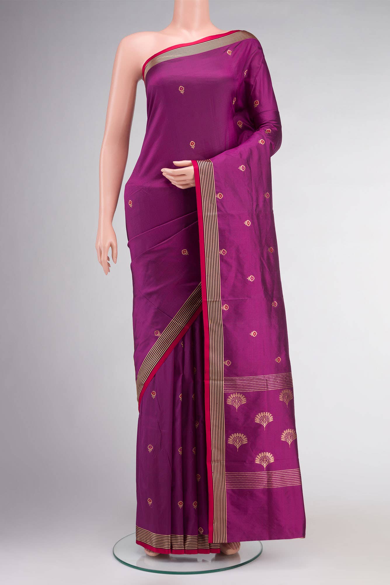 Magenta Banarasi Katan Silk Saree