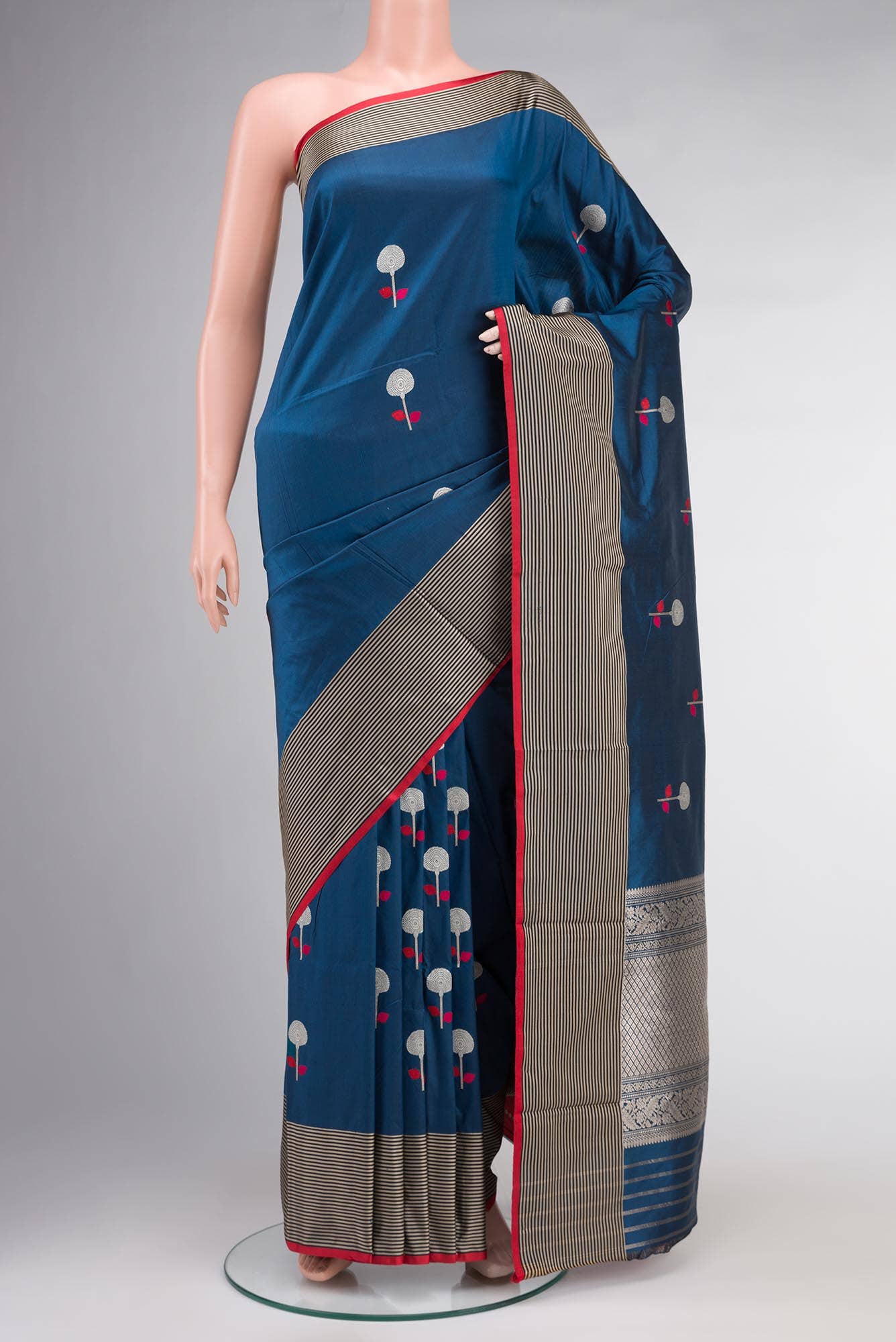 Blue Banarasi Katan Silk Saree