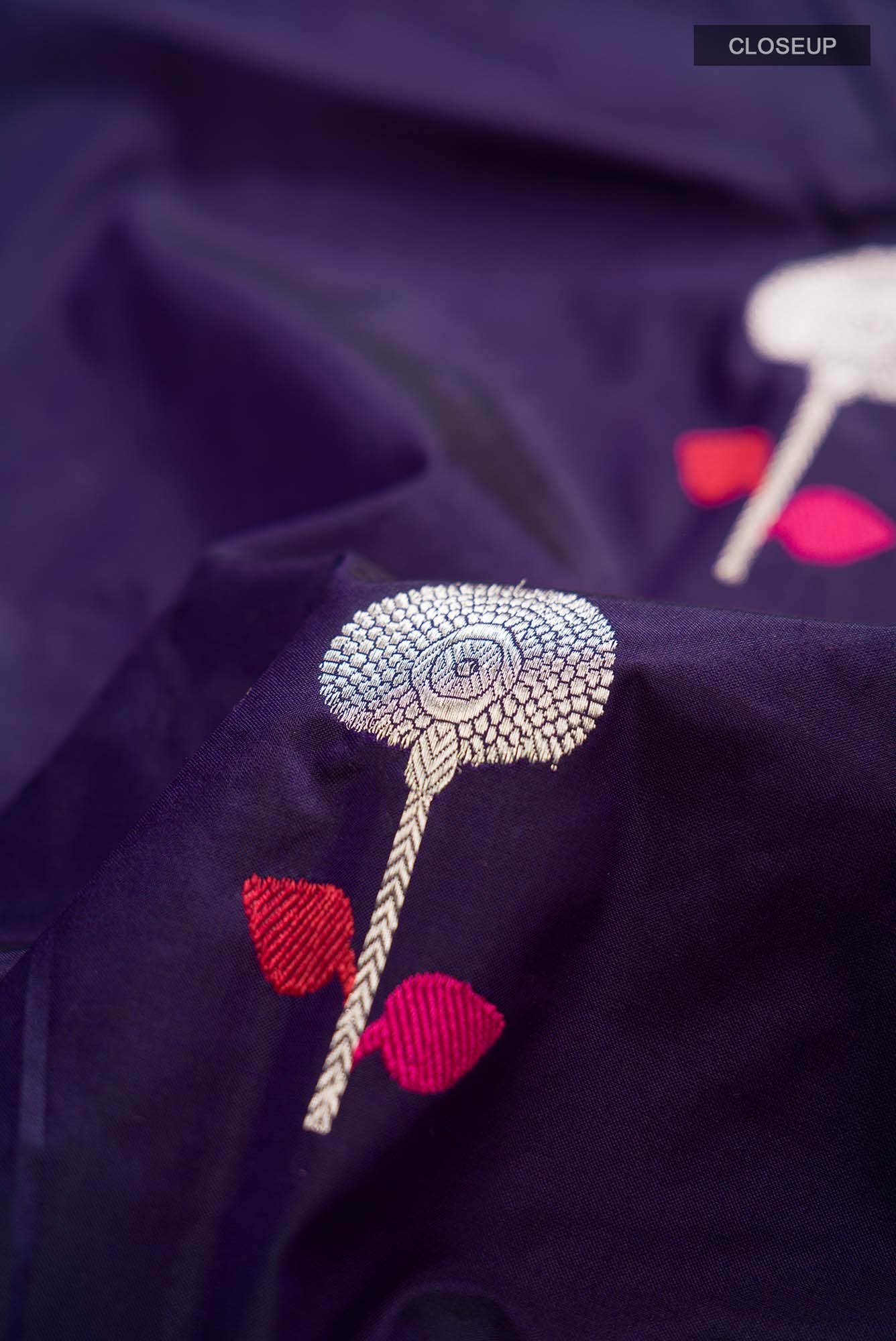 Violet Banarasi Katan Silk Saree