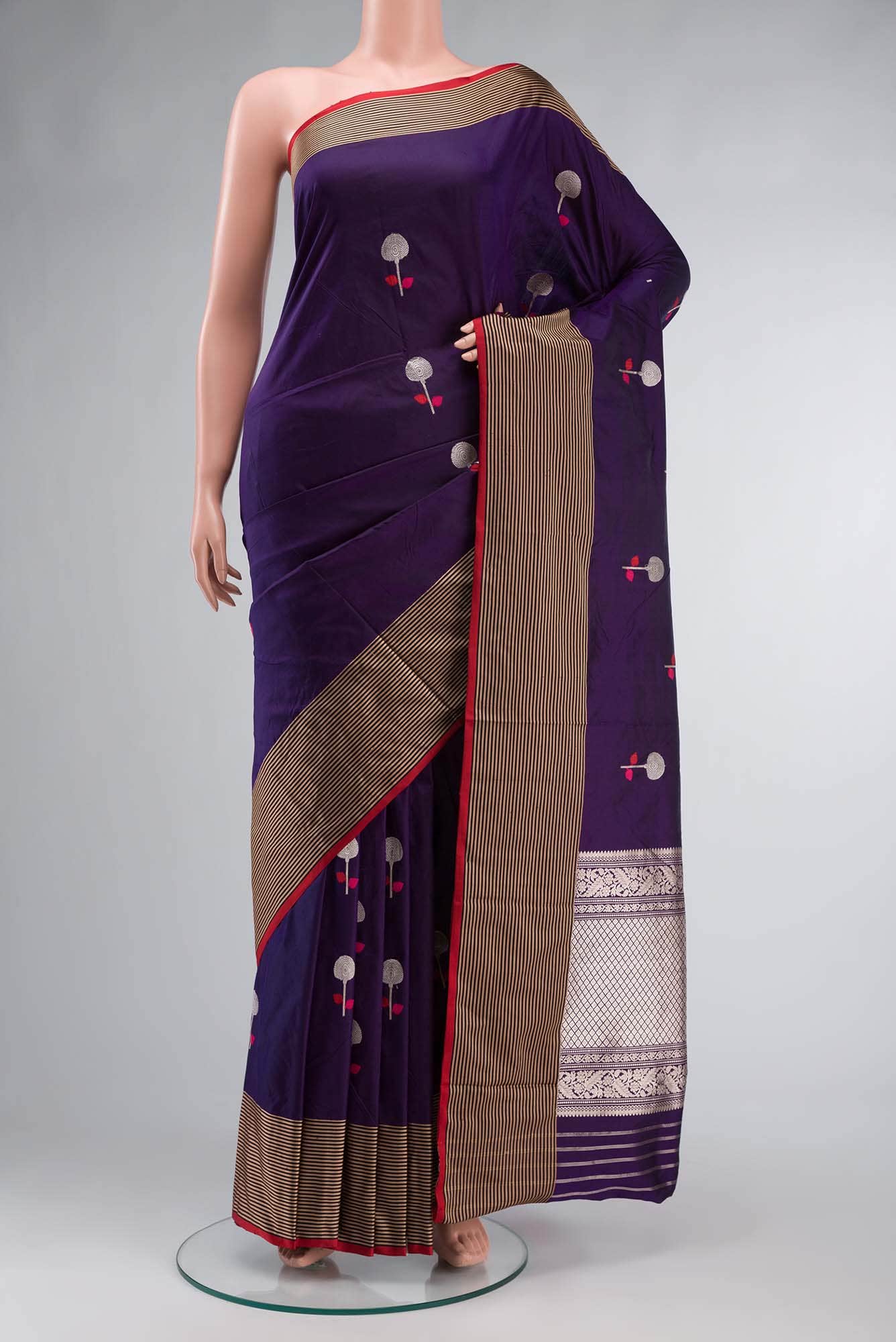 Violet Banarasi Katan Silk Saree