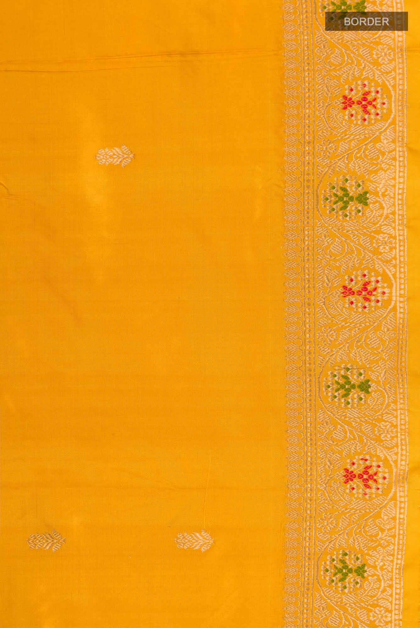 Yellow Banarasi Katan Silk Saree