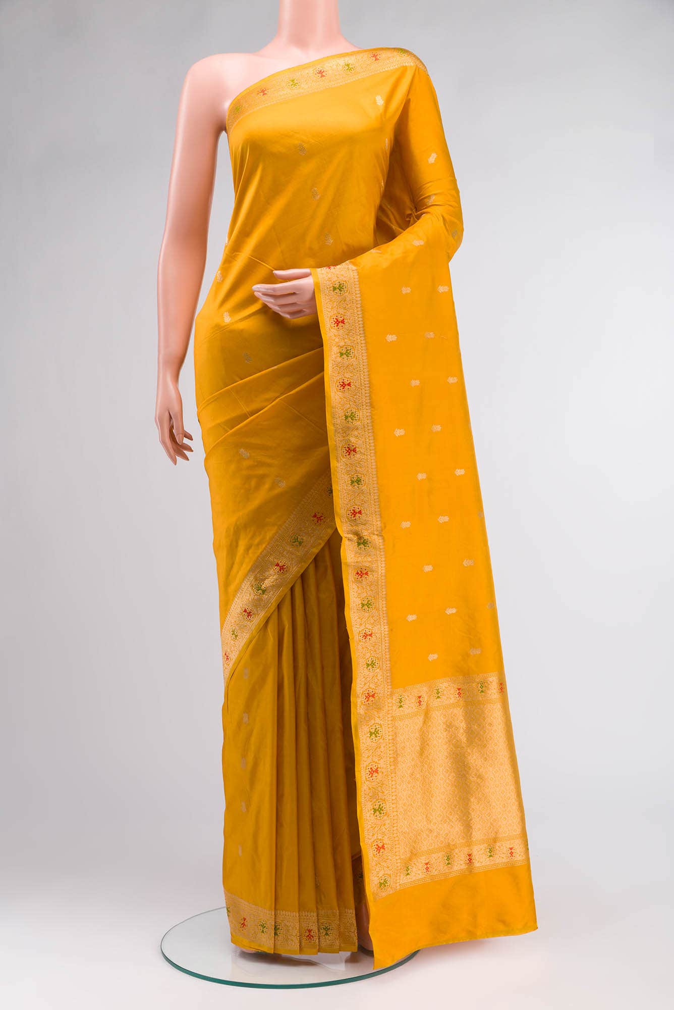 Yellow Banarasi Katan Silk Saree
