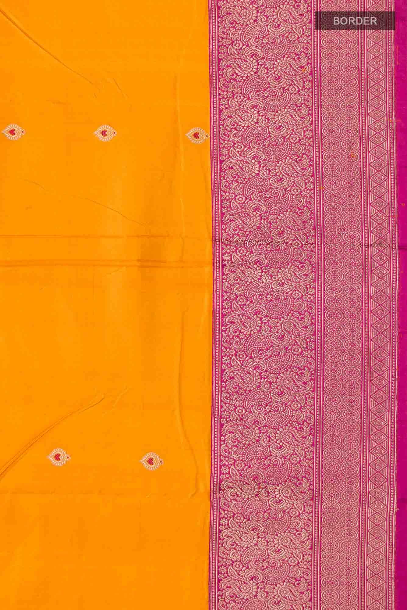 Yellow Banarasi Katan Silk Saree