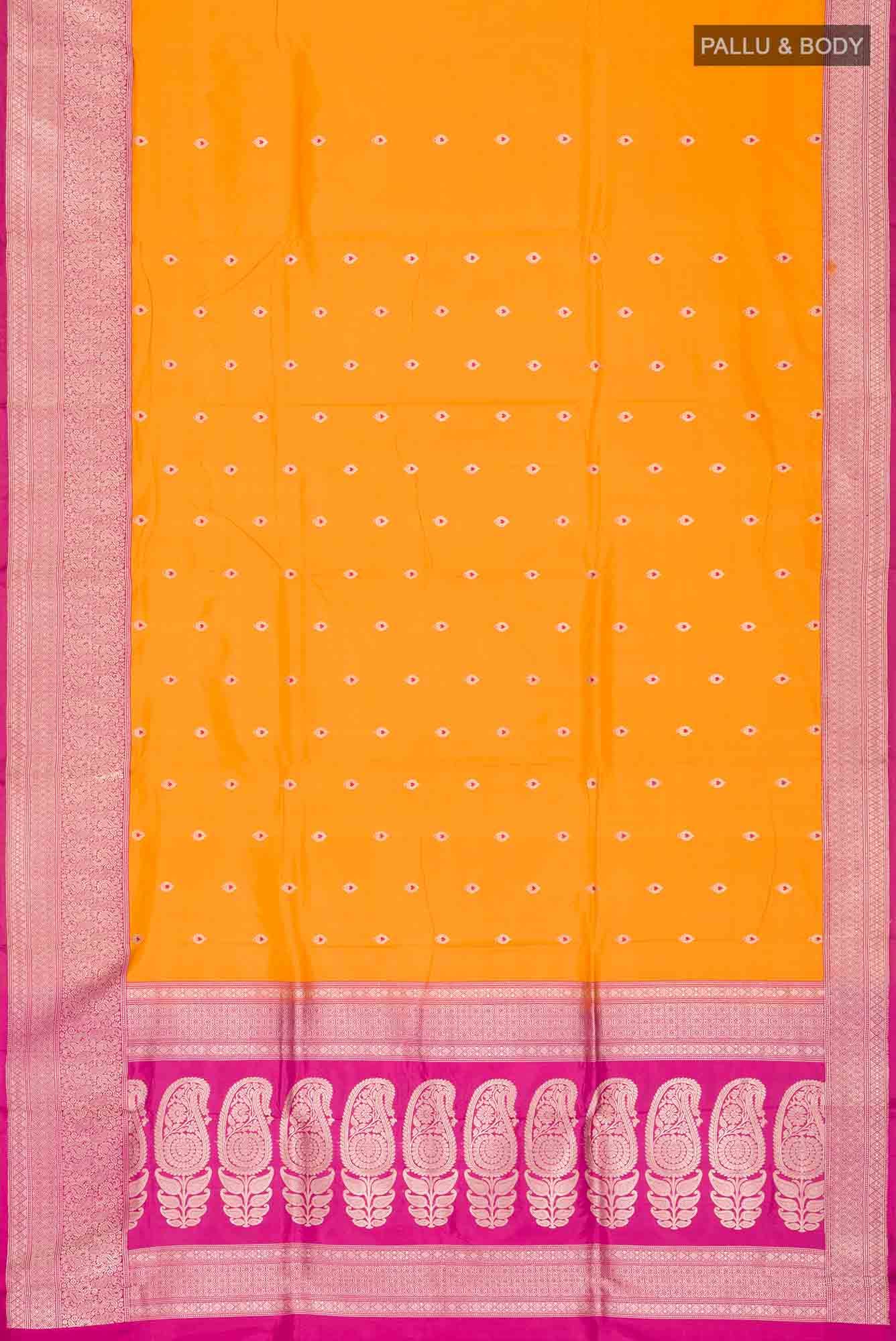 Yellow Banarasi Katan Silk Saree