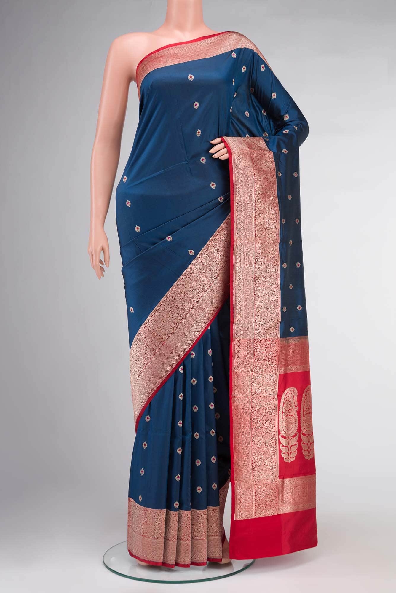 Blue Banarasi Katan Silk Saree