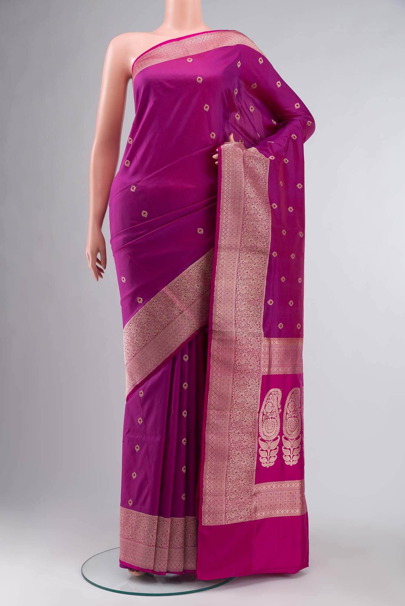 Magenta Banarasi Katan Silk Saree