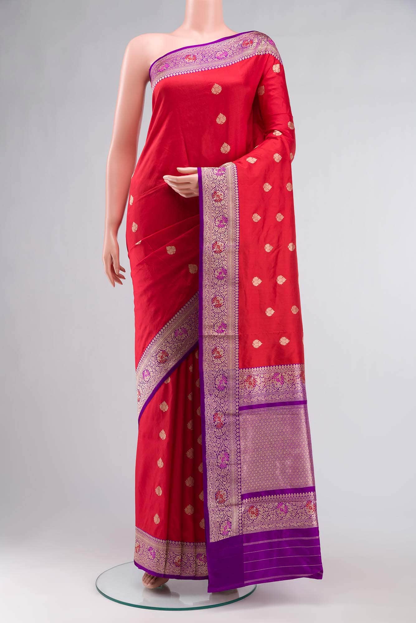 Red Banarasi Katan Silk Saree