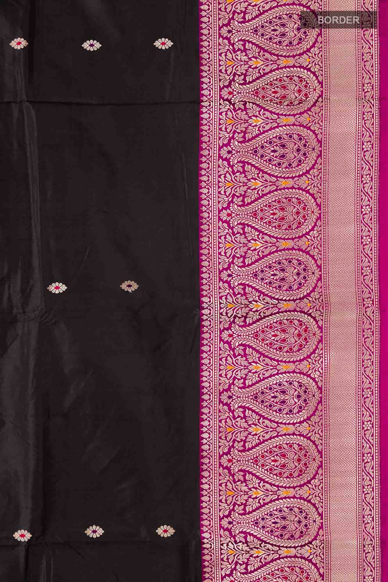 Black Banarasi Katan Silk Saree