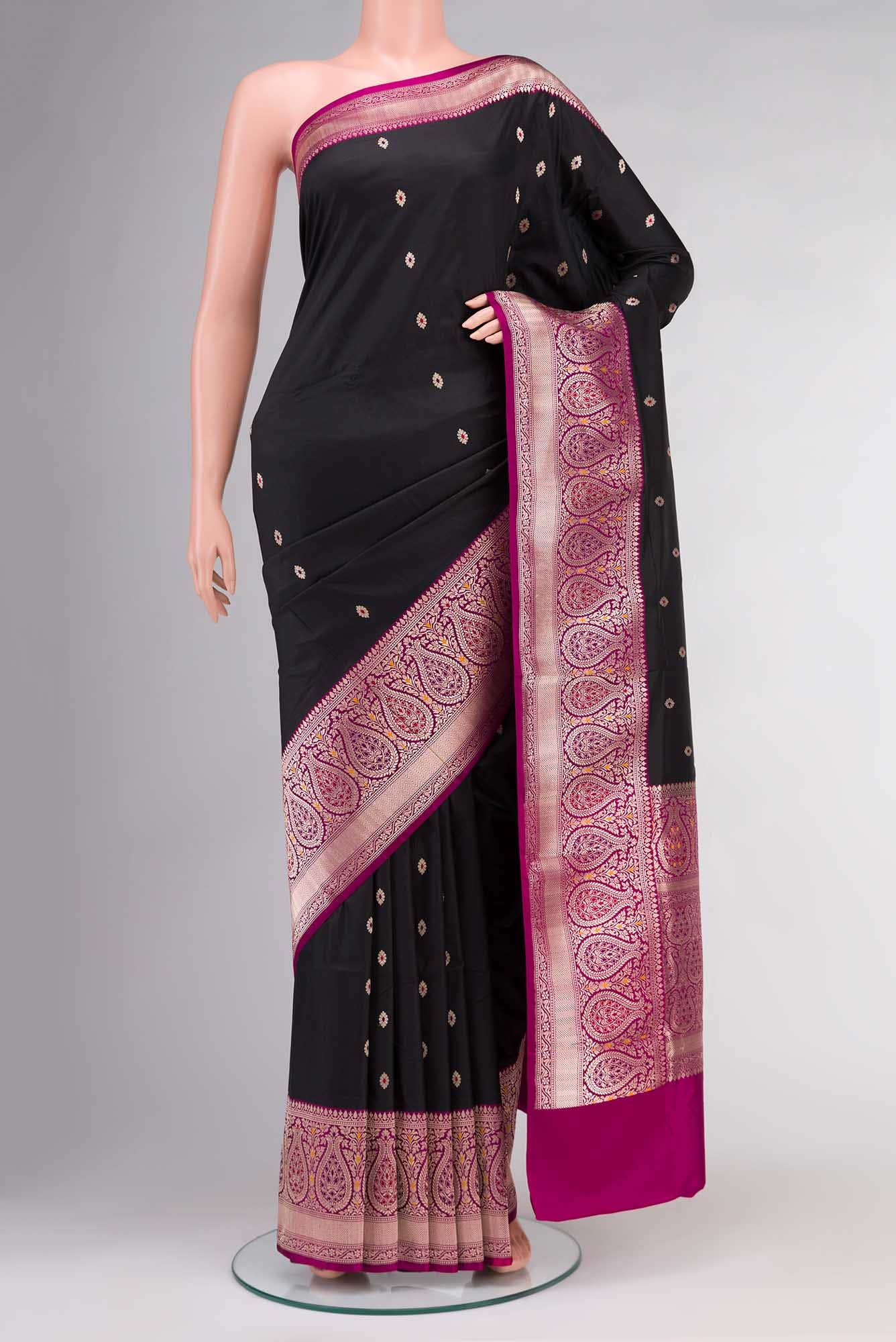 Black Banarasi Katan Silk Saree