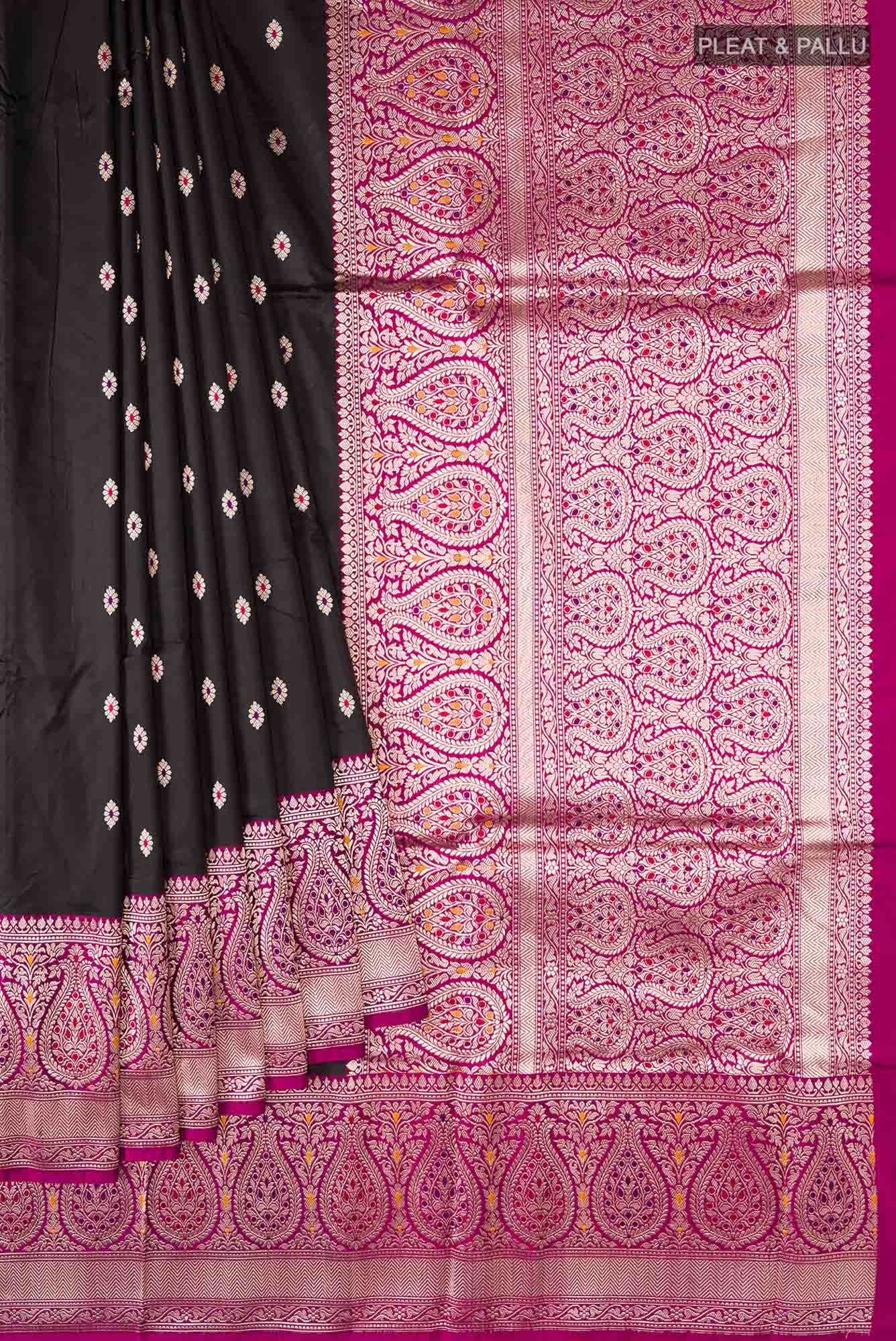Black Banarasi Katan Silk Saree