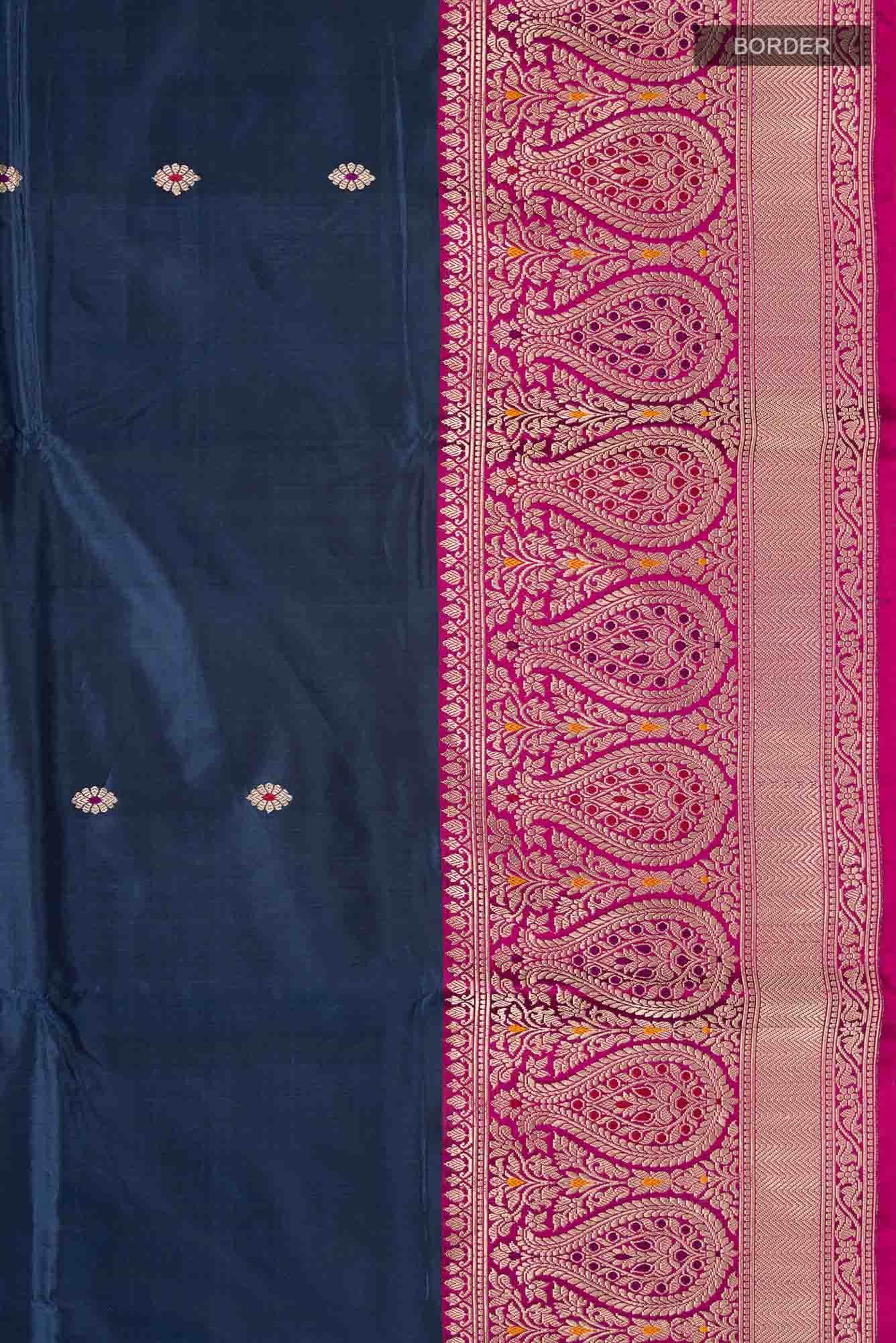 Blue Banarasi Katan Silk Saree