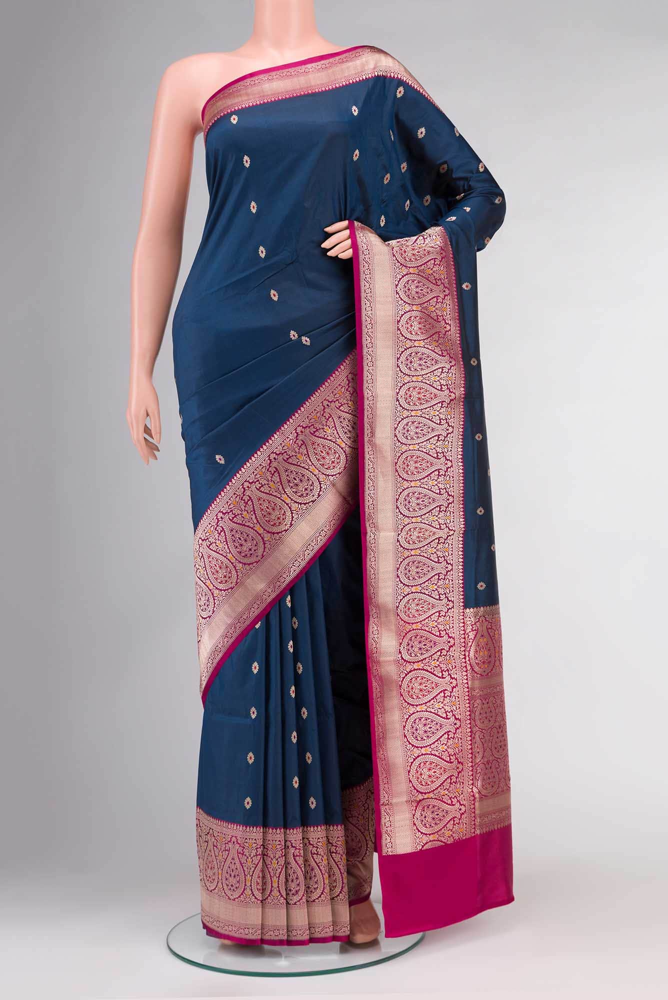 Blue Banarasi Katan Silk Saree