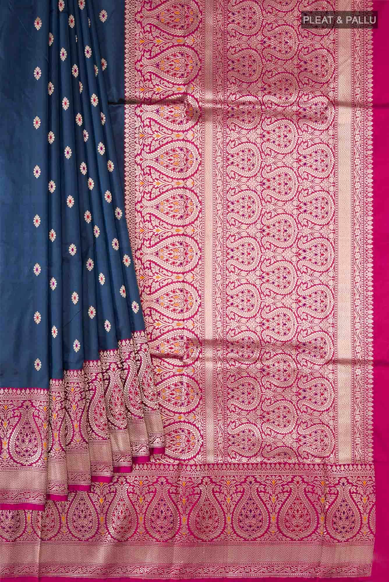 Blue Banarasi Katan Silk Saree