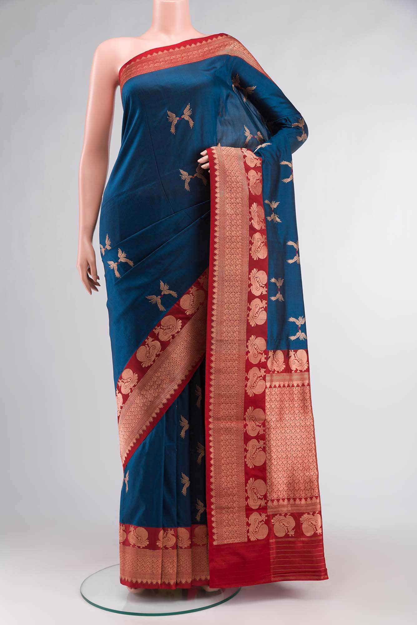 Blue Banarasi Katan Silk Saree