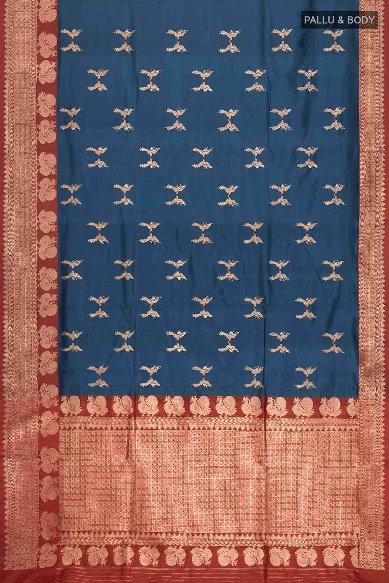 Blue Banarasi Katan Silk Saree
