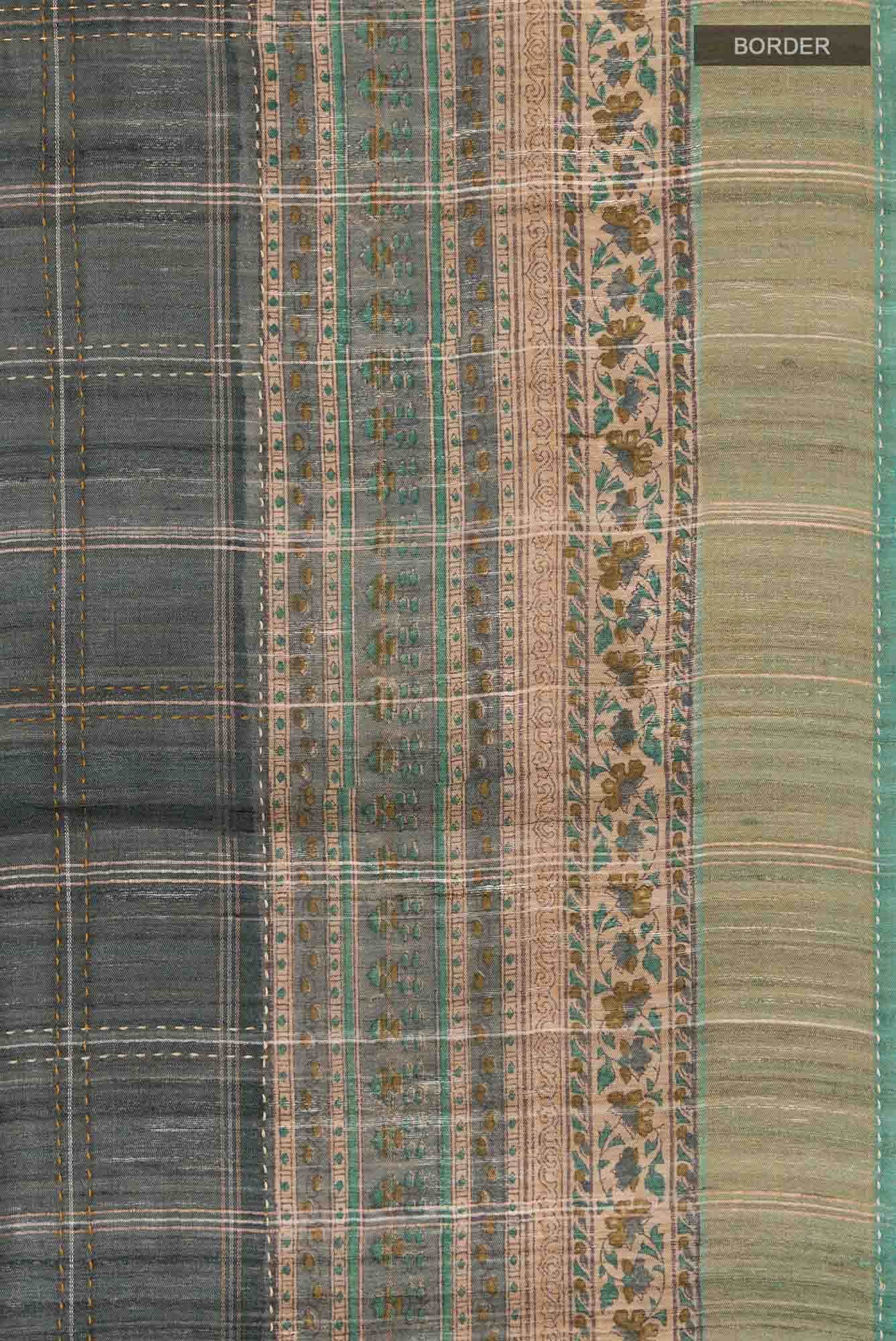 Green Bhagalpuri Tussar Silk Saree
