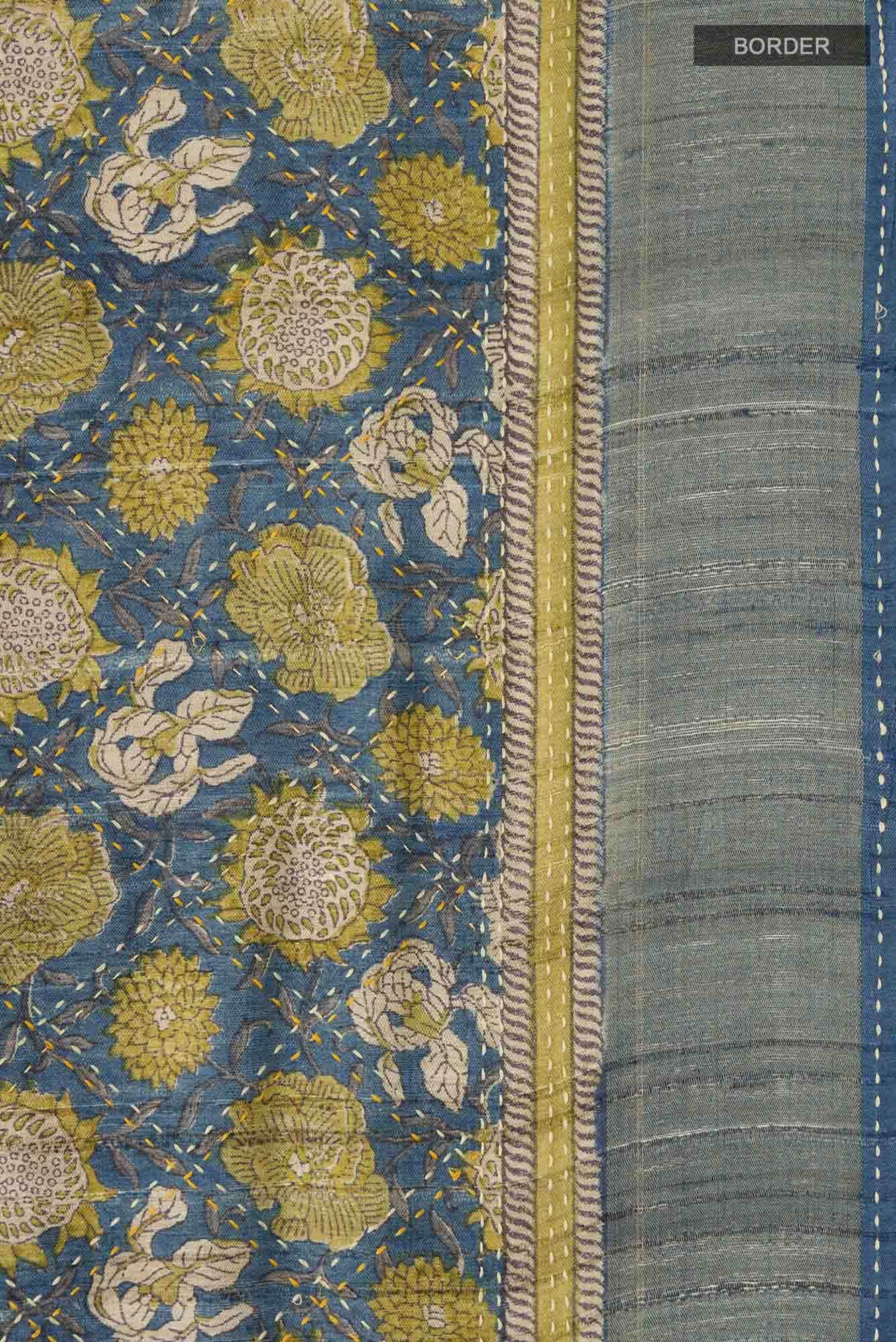 Blue Bhagalpuri Tussar Silk Saree