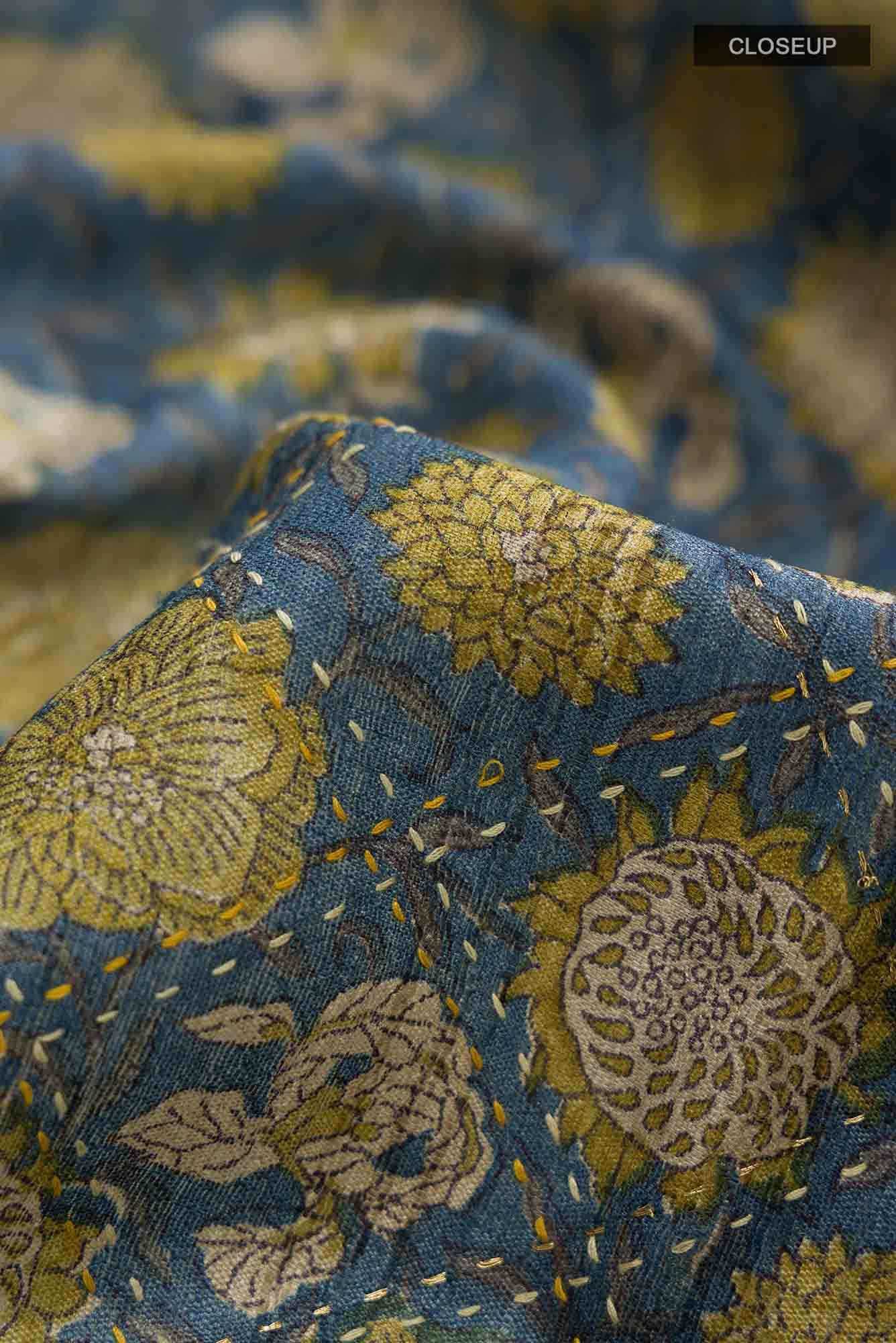 Blue Bhagalpuri Tussar Silk Saree