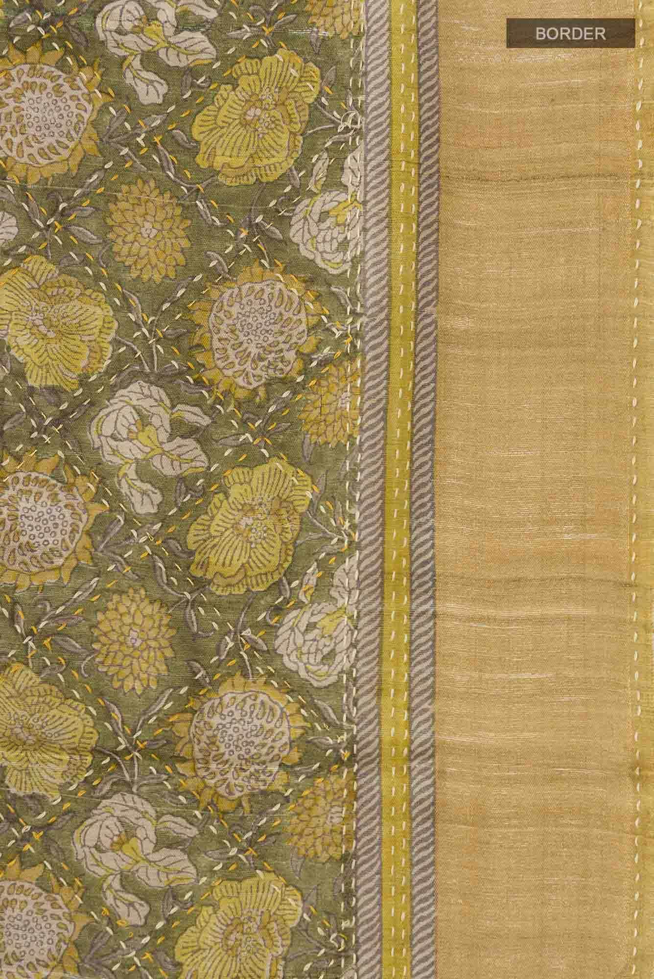 Green Bhagalpuri Tussar Silk Saree
