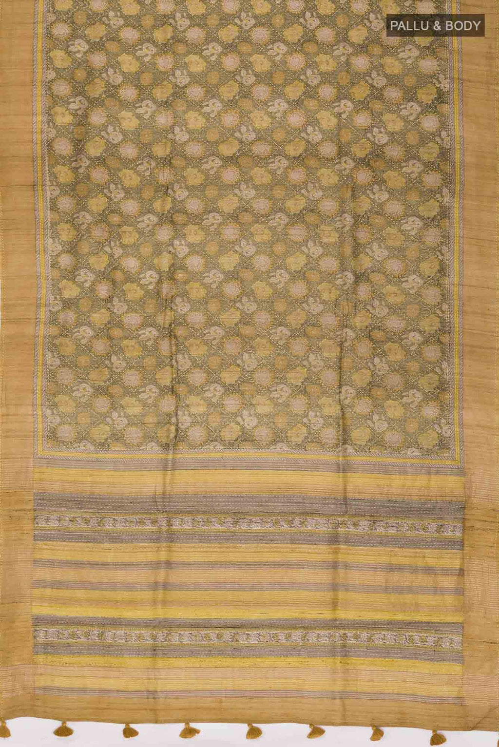 Green Bhagalpuri Tussar Silk Saree