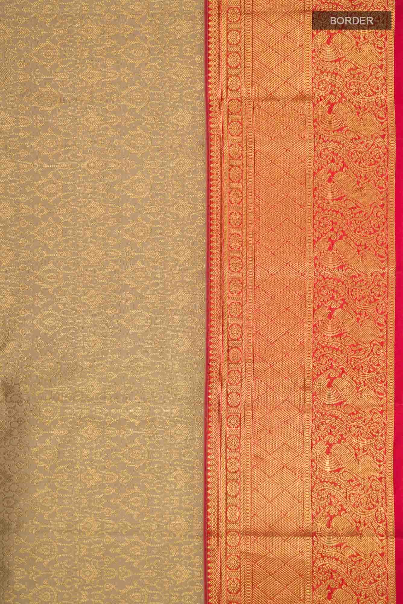 Beige Kanchipuram Silk Saree