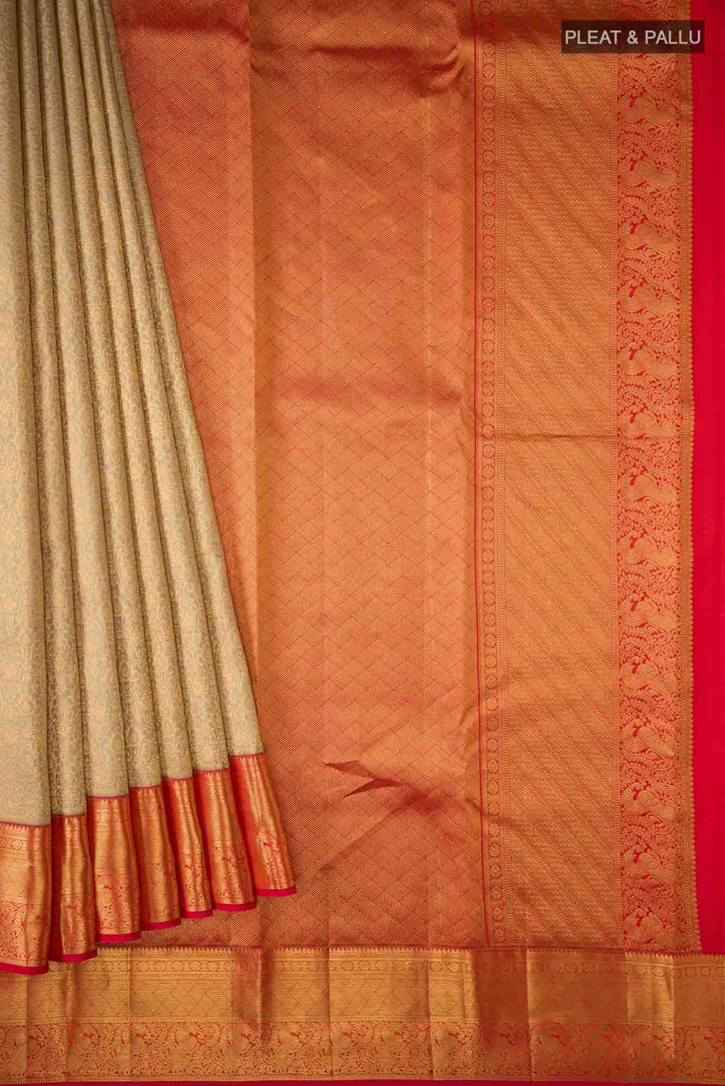 Beige Kanchipuram Silk Saree