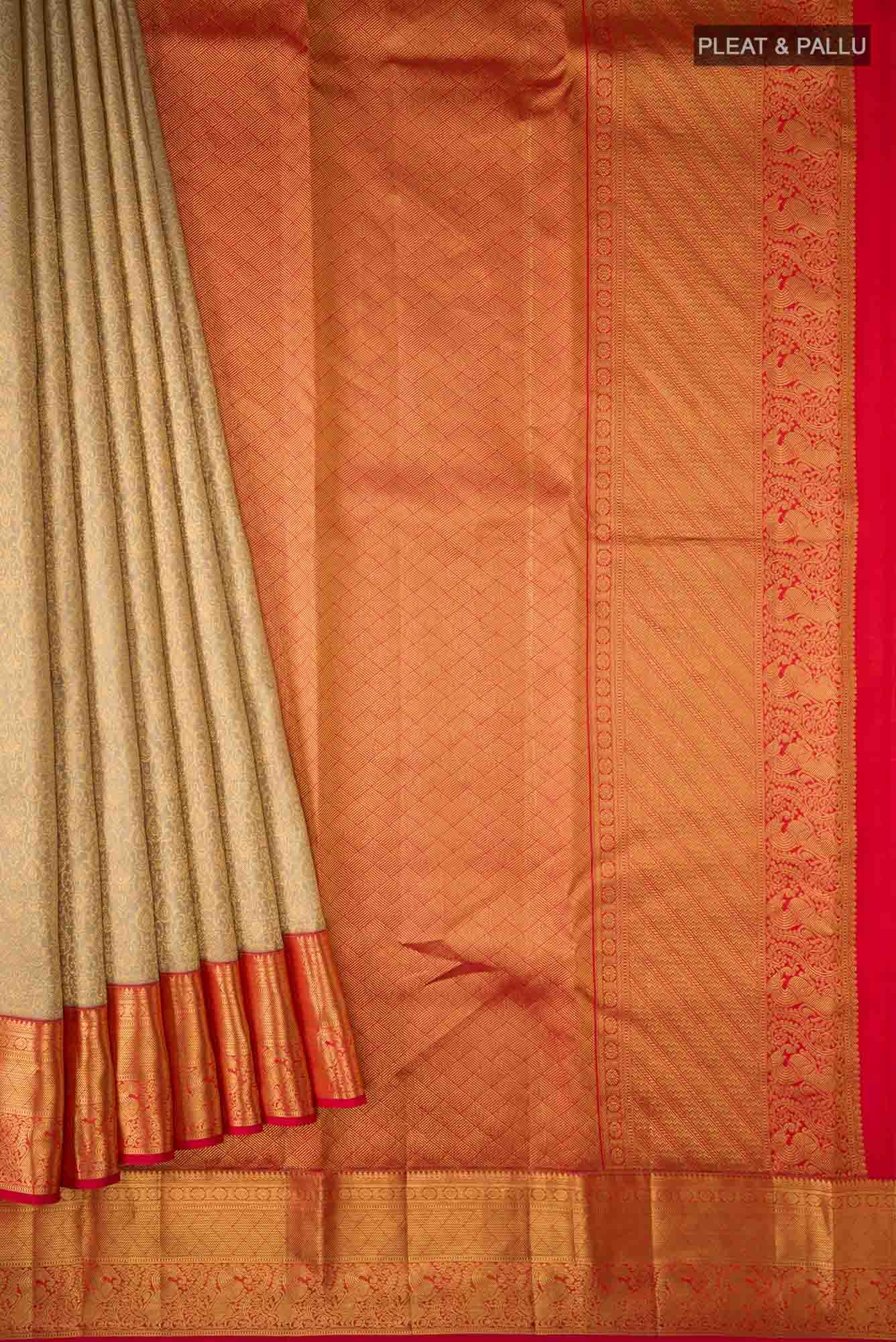 Beige Kanchipuram Silk Saree