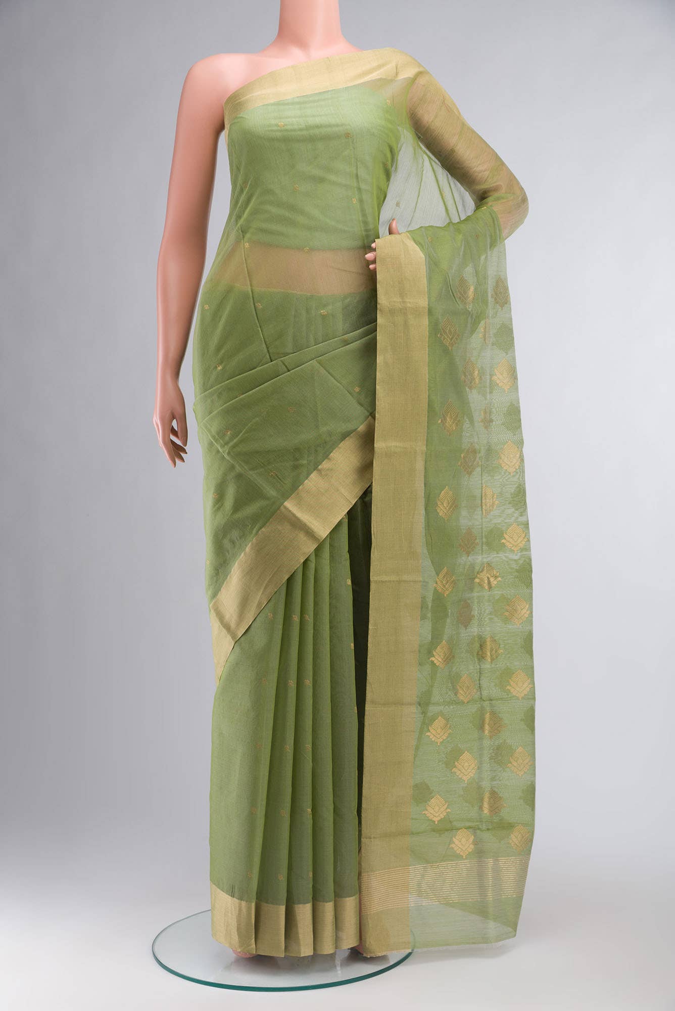 Green Chanderi Silk Cotton Saree