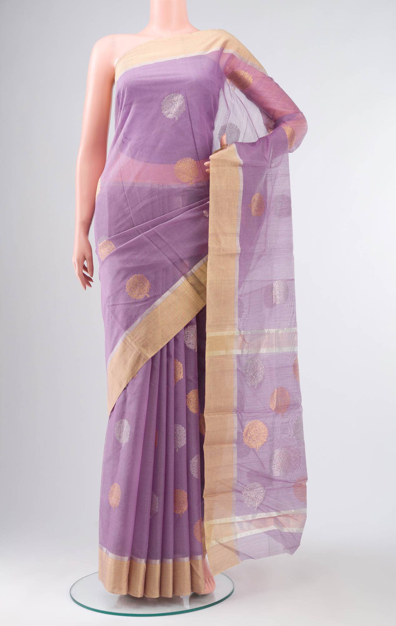 Lavender Chanderi Silk Cotton Saree