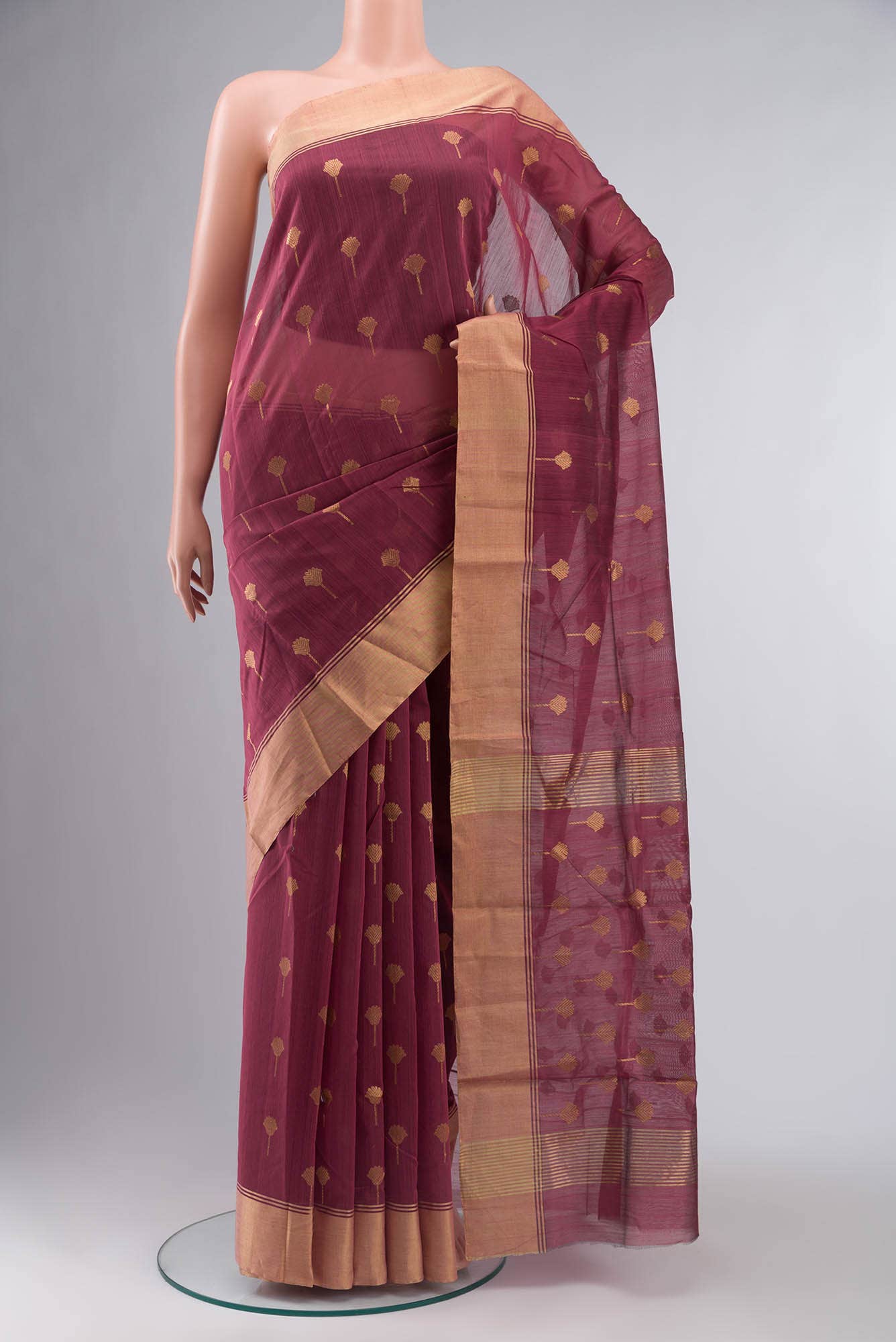 Coral Chanderi Silk Cotton Saree