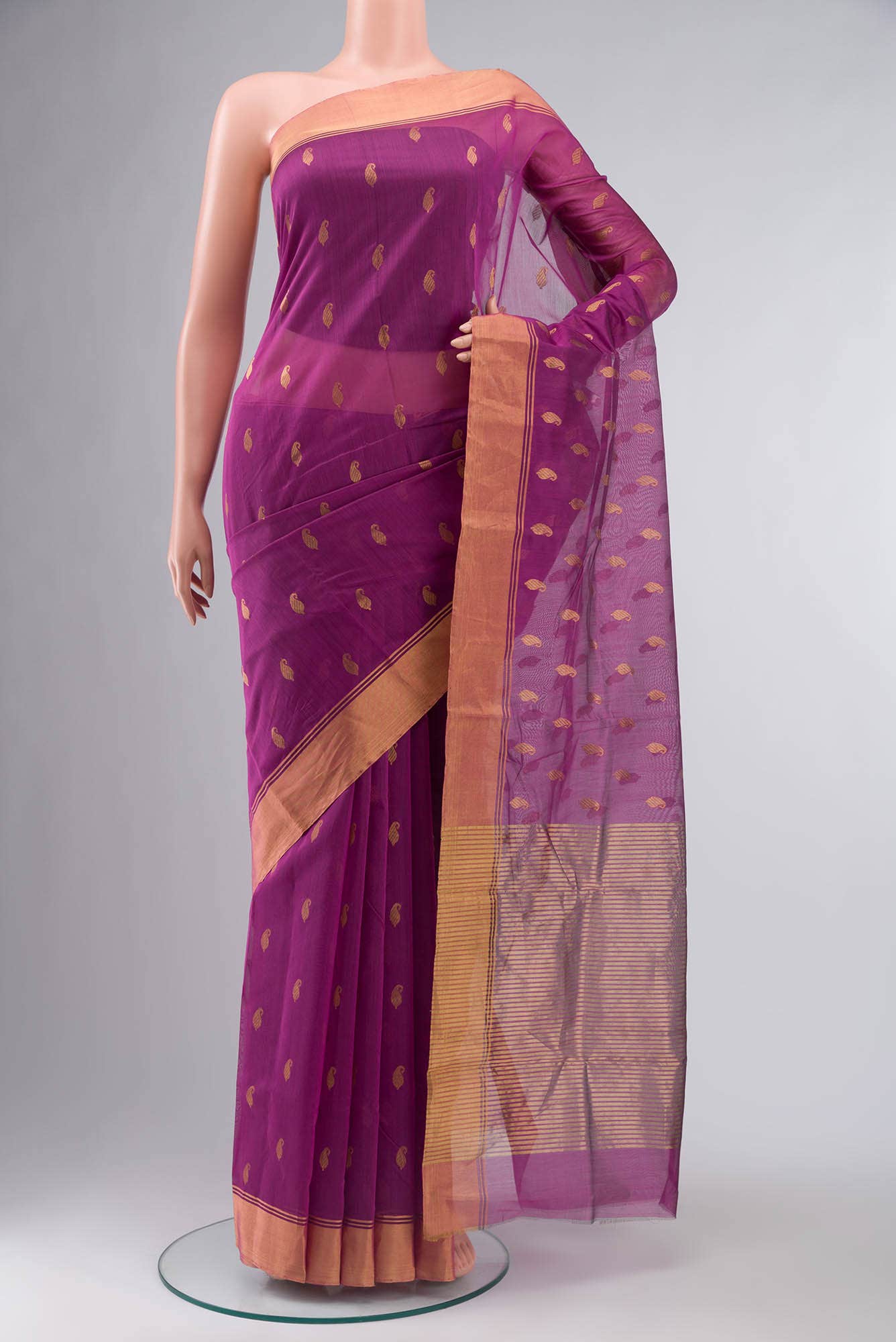 Light Magenta Chanderi Silk Cotton Saree